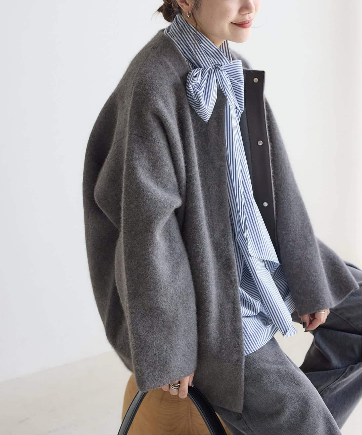 ダブルフェイスコクーンニットジャケット（カーディガン）｜JOURNAL