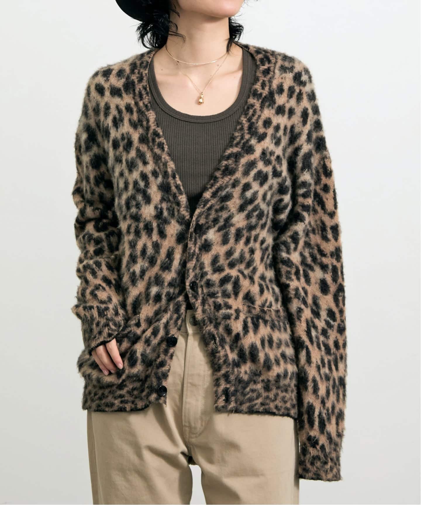 LANEUS/ラネウス】 LEOPARD CARDIGAN（ニット／セーター）｜L