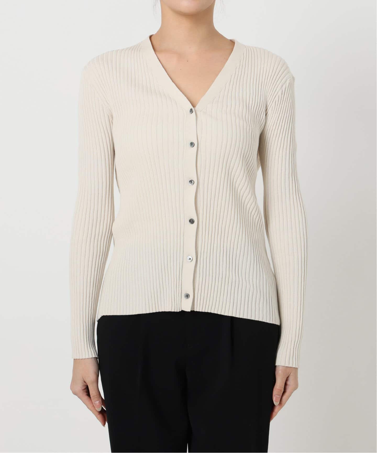 イタリア糸 RIB Vネックカーディガン（カーディガン）｜VERMEIL par