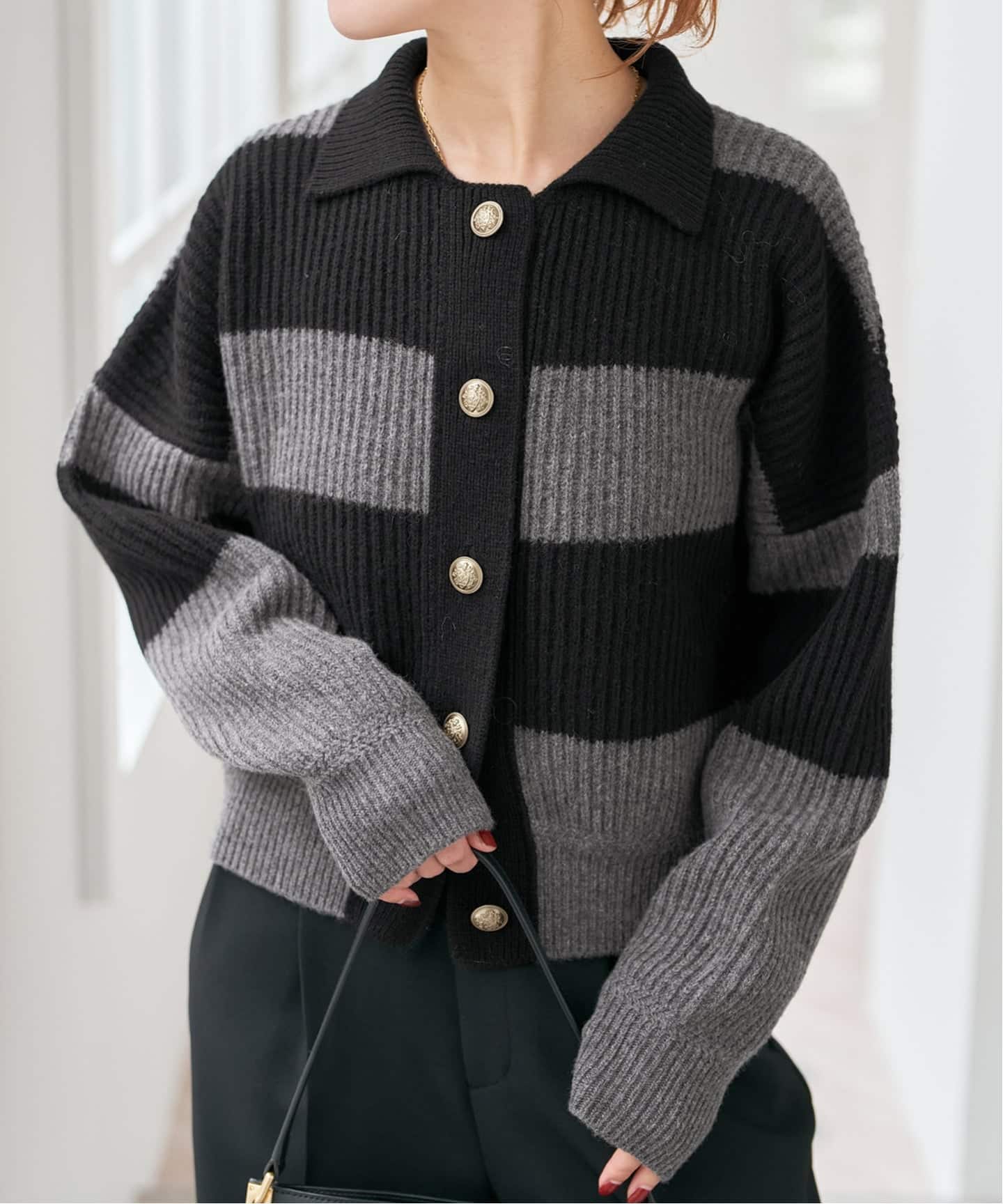 ラガーボーダーニットカーディガン（カーディガン）｜Spick and Span