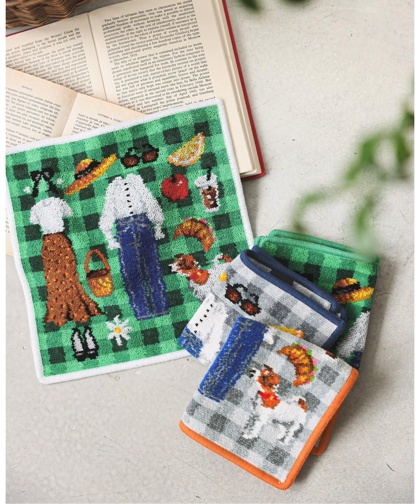 FEILER/フェイラー】別注 PIQUE-NIQUE IENA 25*25（オレンジ