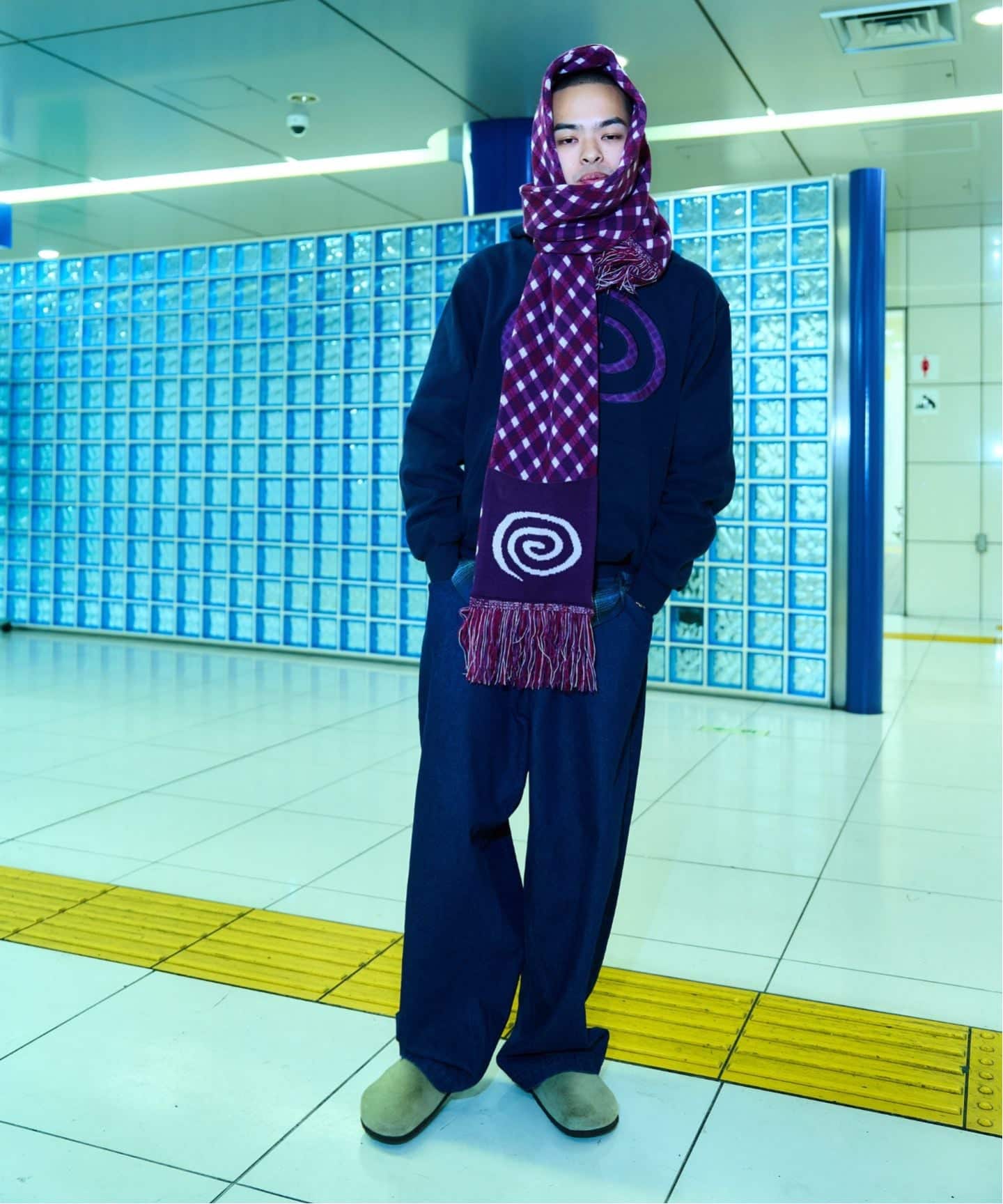 SOL soonerorlater / スーナーオアレイター EX PLAID KNIT SCARF