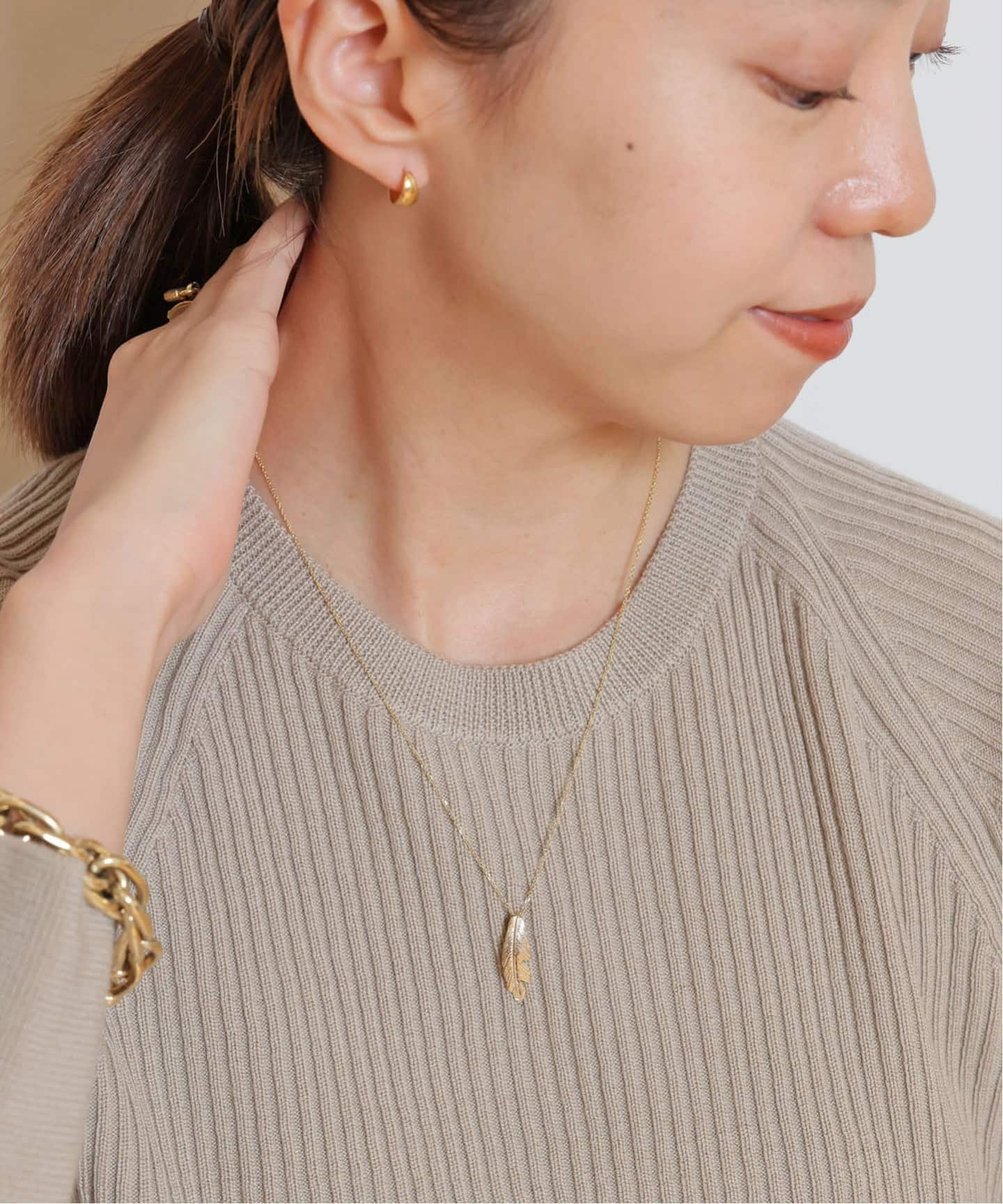 Manon Jewelry/マノンジュエリー】Feather ネックレス（S）14k YG 18