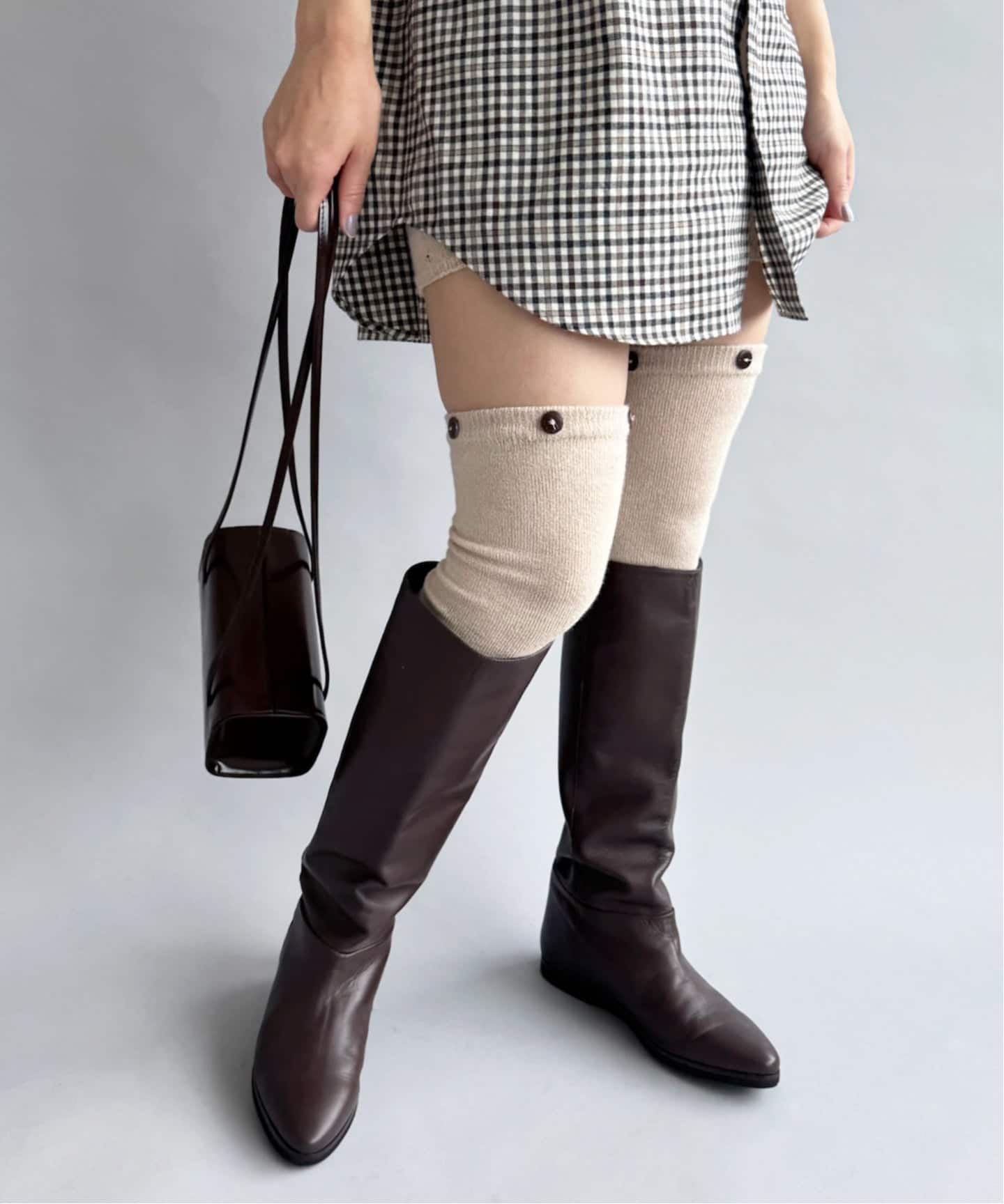 CORSO ROMA 9/コルソローマノーヴェ】ブラウンロングブーツ（その他