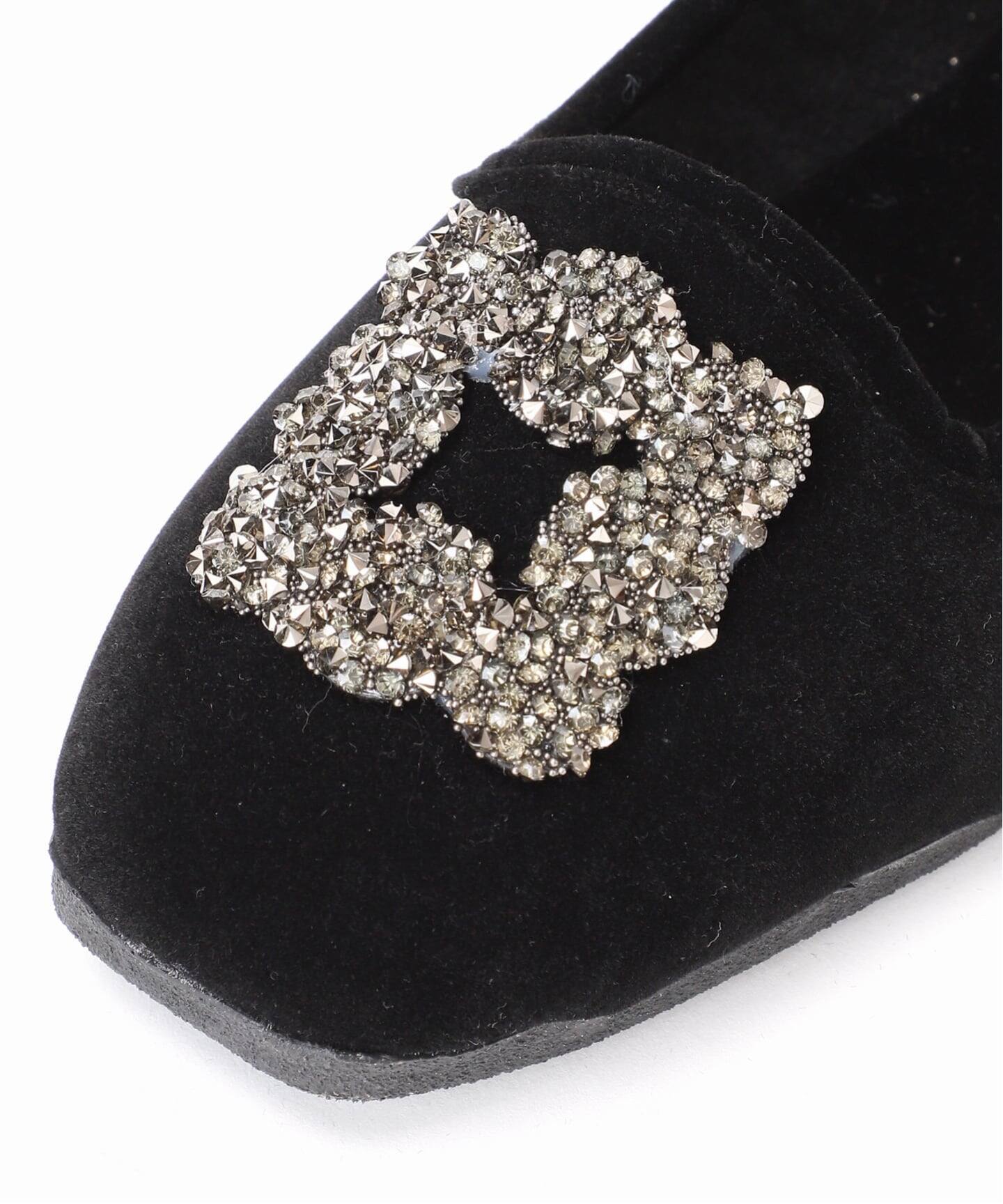 WEB限定/追加》MALUS/マリュス VELVET BIJOU SHOES（フラットシューズ