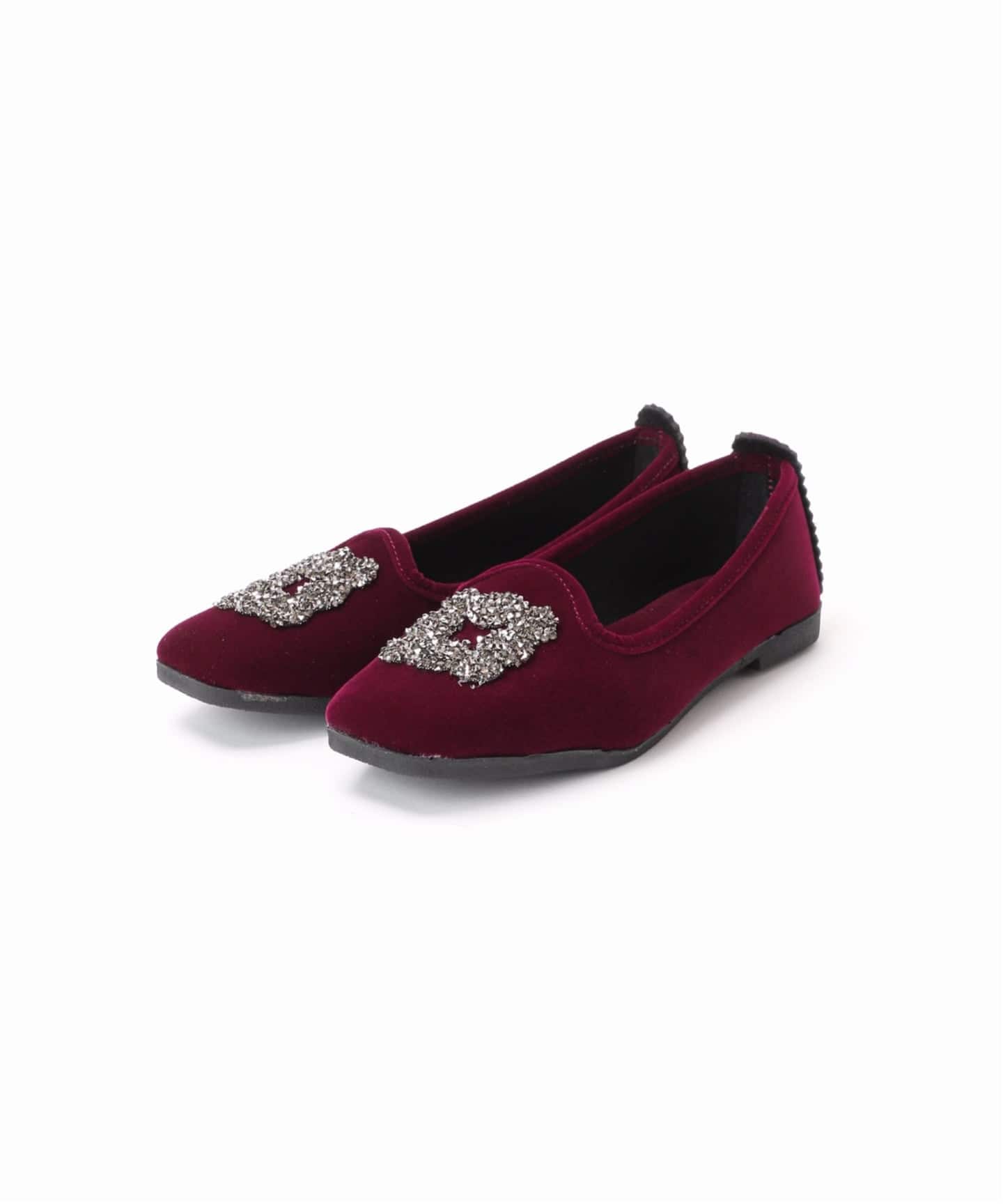 WEB限定/追加》MALUS/マリュス VELVET BIJOU SHOES（フラットシューズ