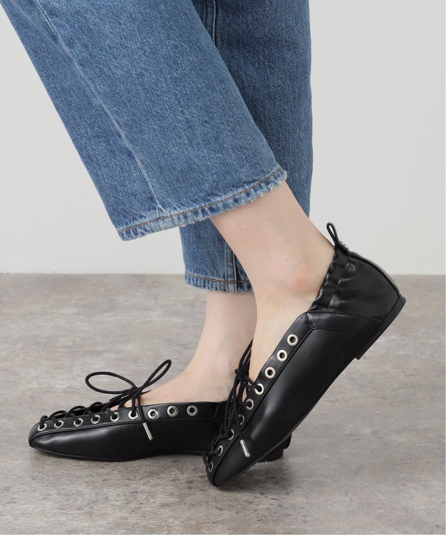 GANNI / ガニー Eyelets Lace Up Ballerina Crinkle（バレエシューズ