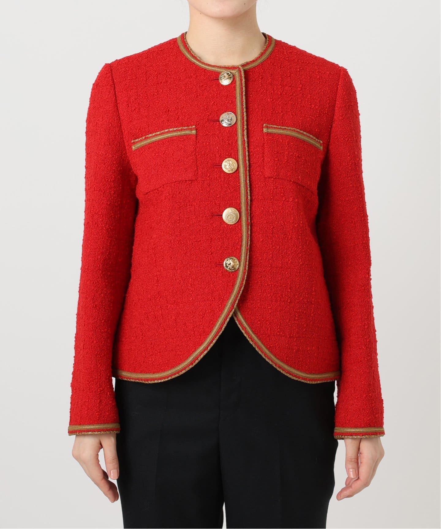 Col Pierrot/コルピエロ】Original Yarn Tweed ジャケット（ノーカラー