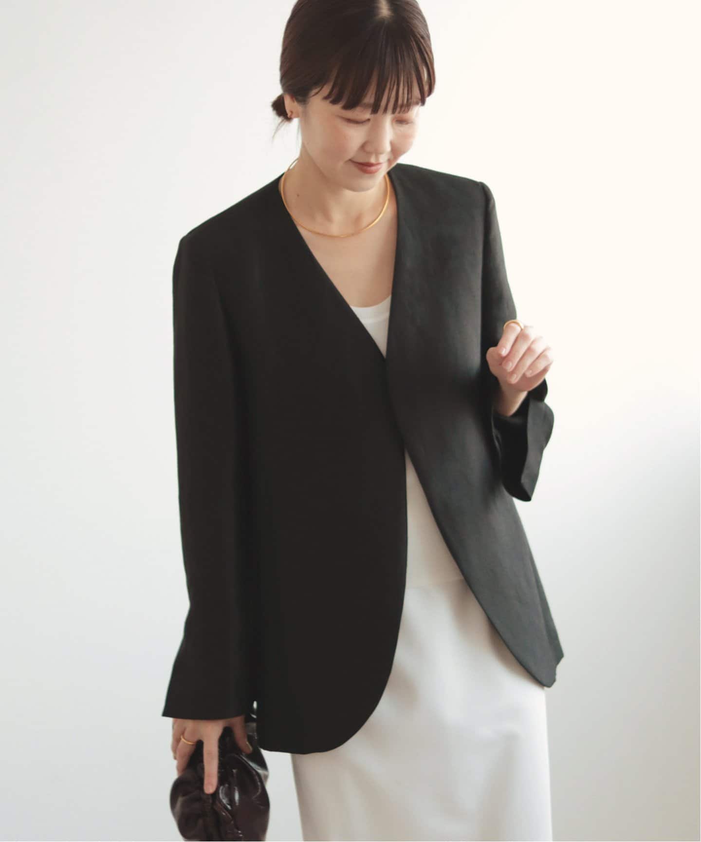 追加》Shantung ジャケット（ノーカラージャケット）｜Plage