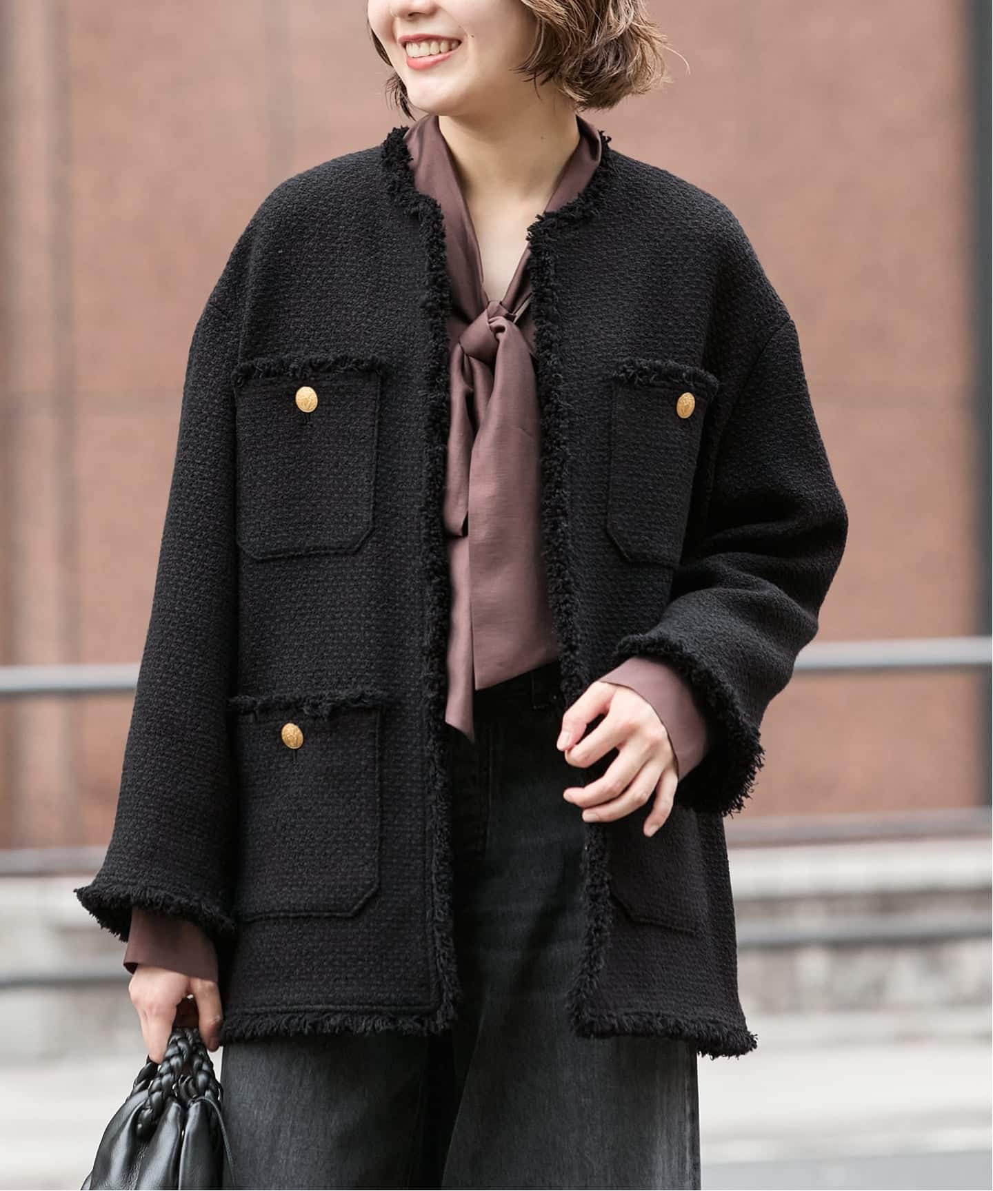 GIOLICAツイードBIGジャケット（ノーカラージャケット）｜JOURNAL