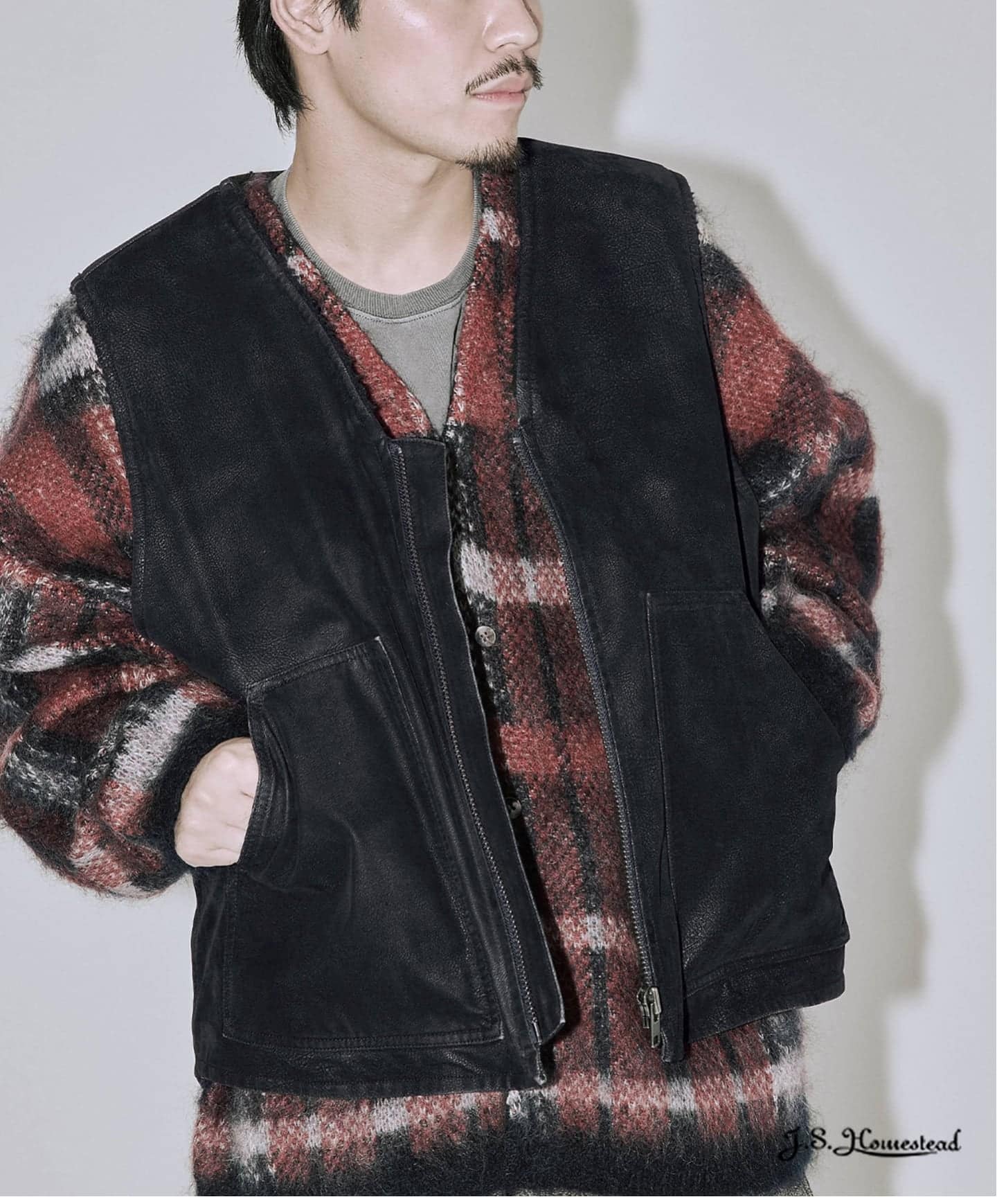 J.S.Homestead / フロック レザー ジップ ベスト（その他ブルゾン