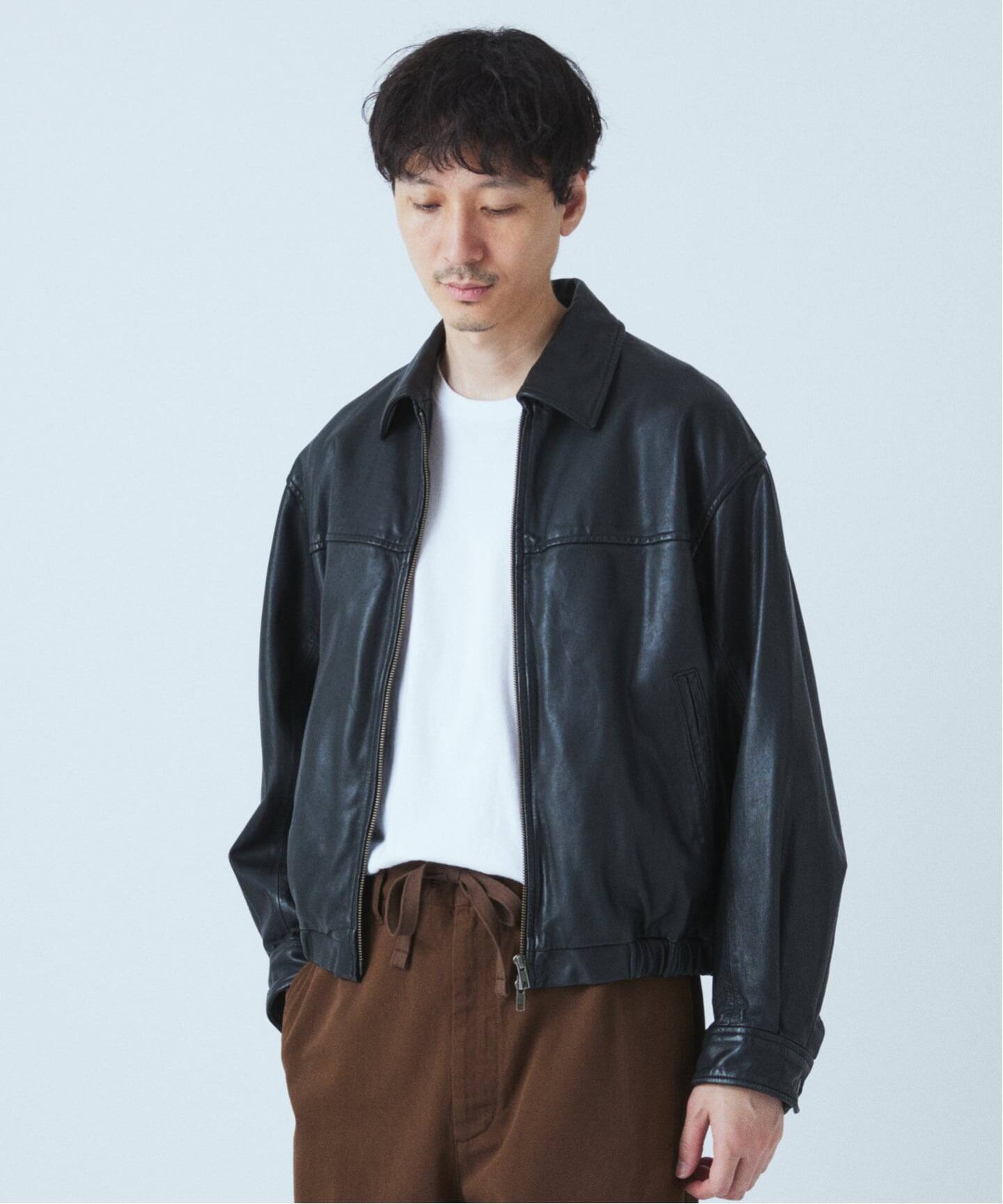 シープ レザー ウォッシュド ジップ ブルゾン（レザージャケット