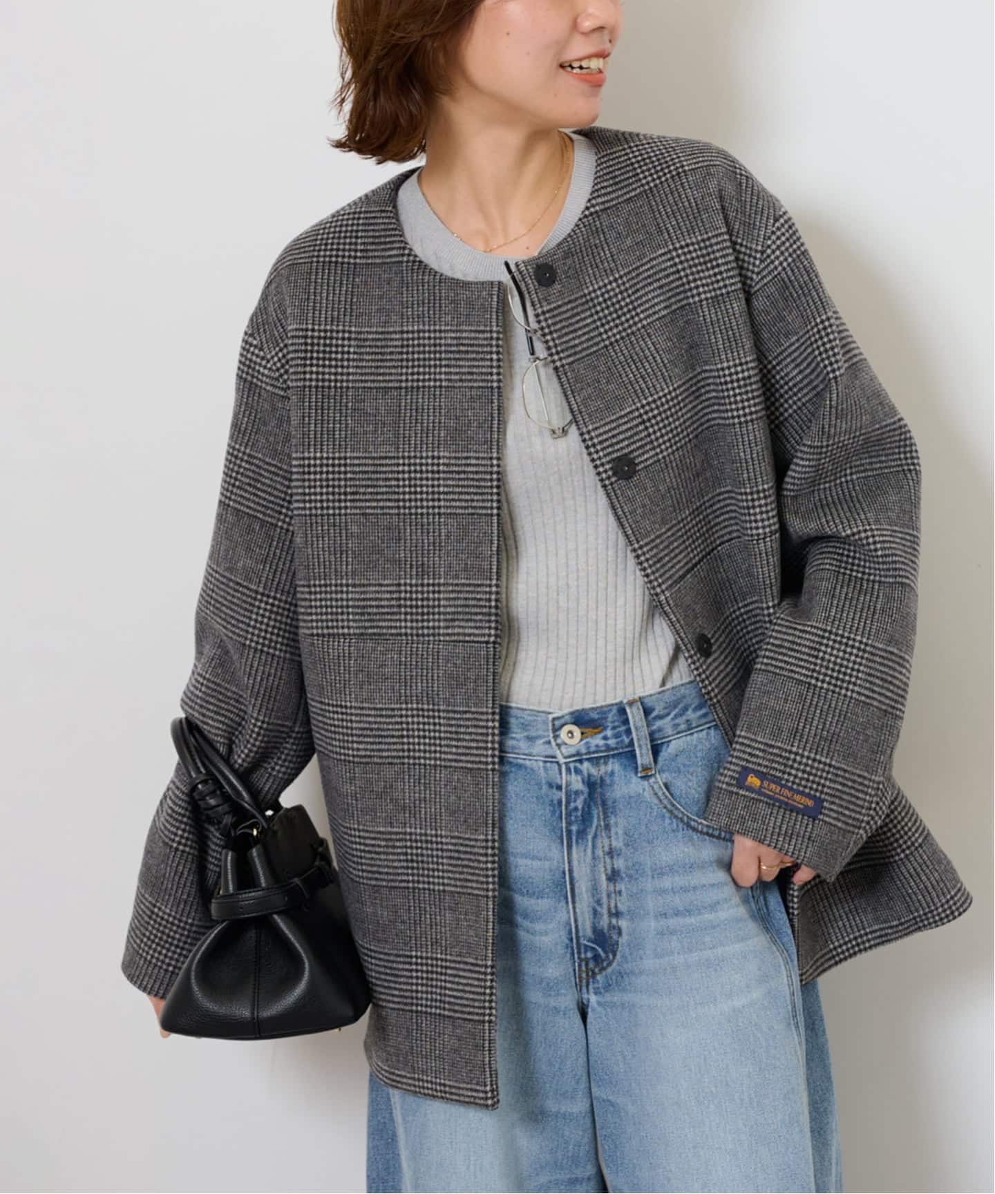 追加3》スーパーファインビーバークルーネックコート（ノーカラー