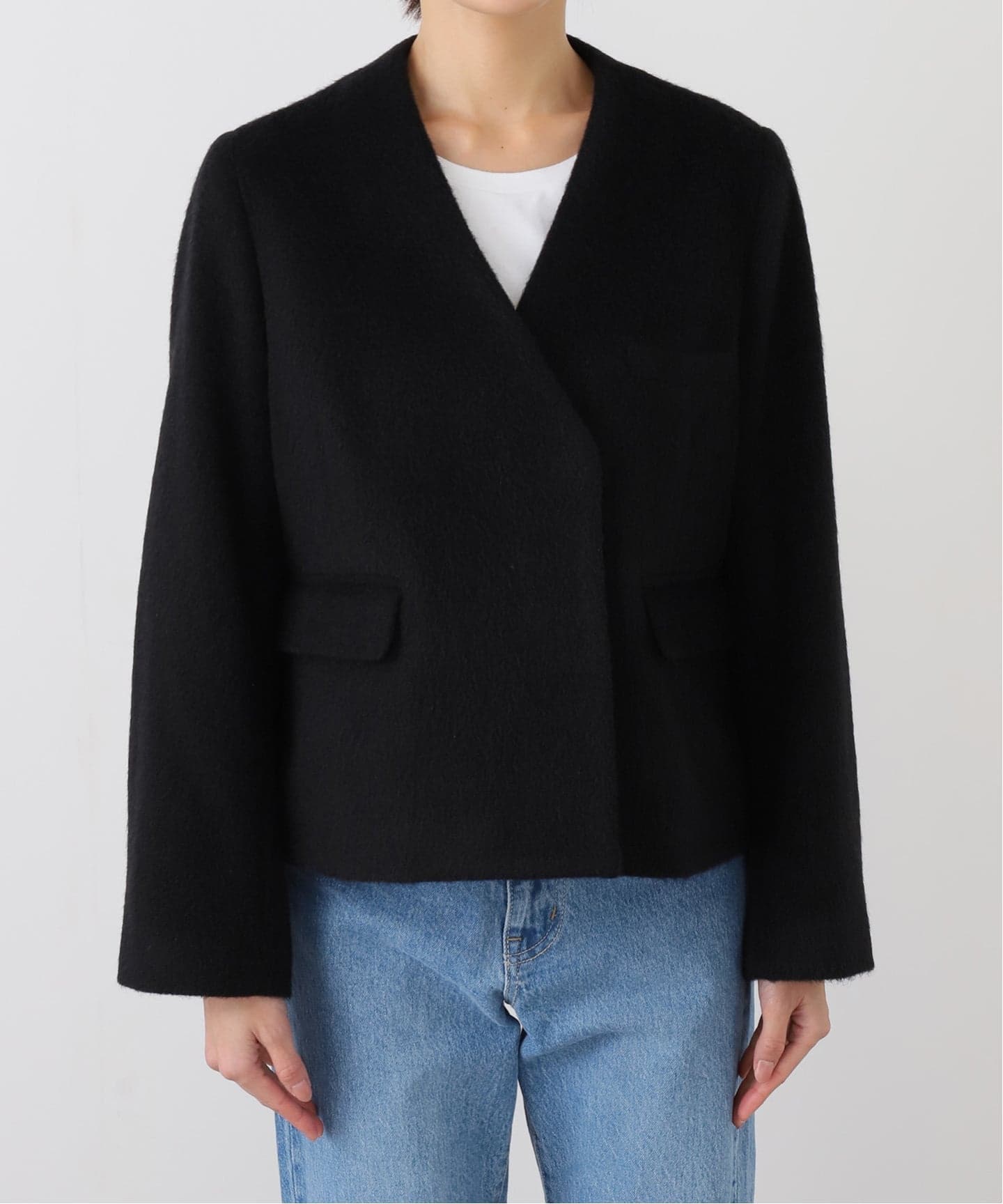 2024AW✨イエナ モヘヤミックスシャギーショートコート ブラック 36