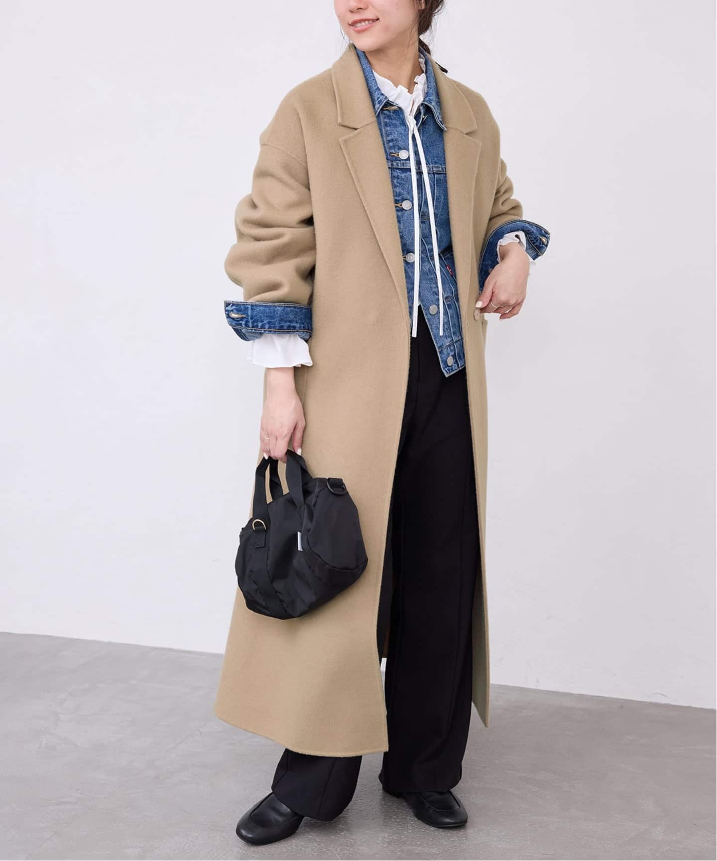 souple wool ダブルフェイスロングコート（チェスターコート）｜SLOBE