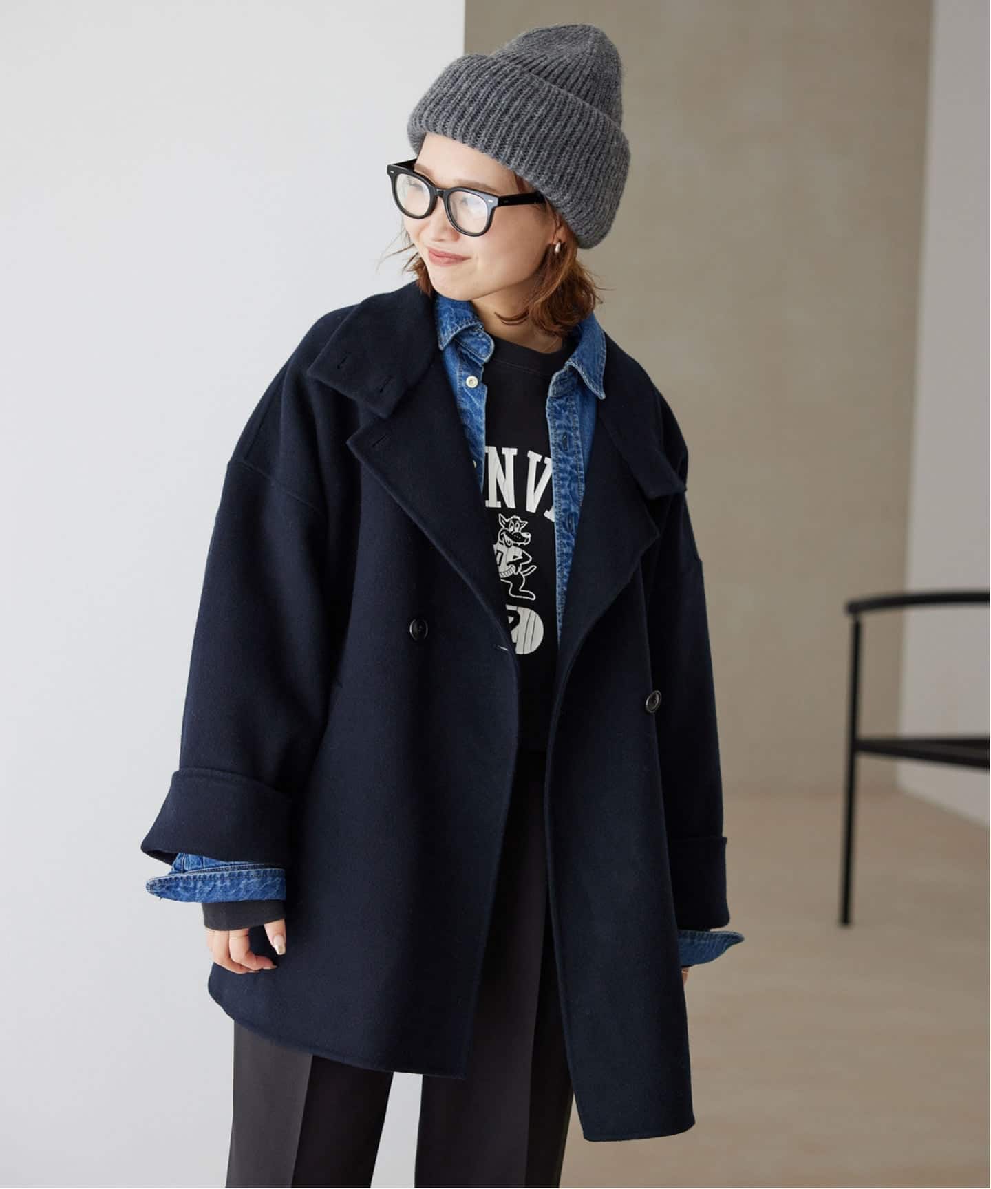 WEB限定/追加》souple woolダブルフェイススタンドコート（その他