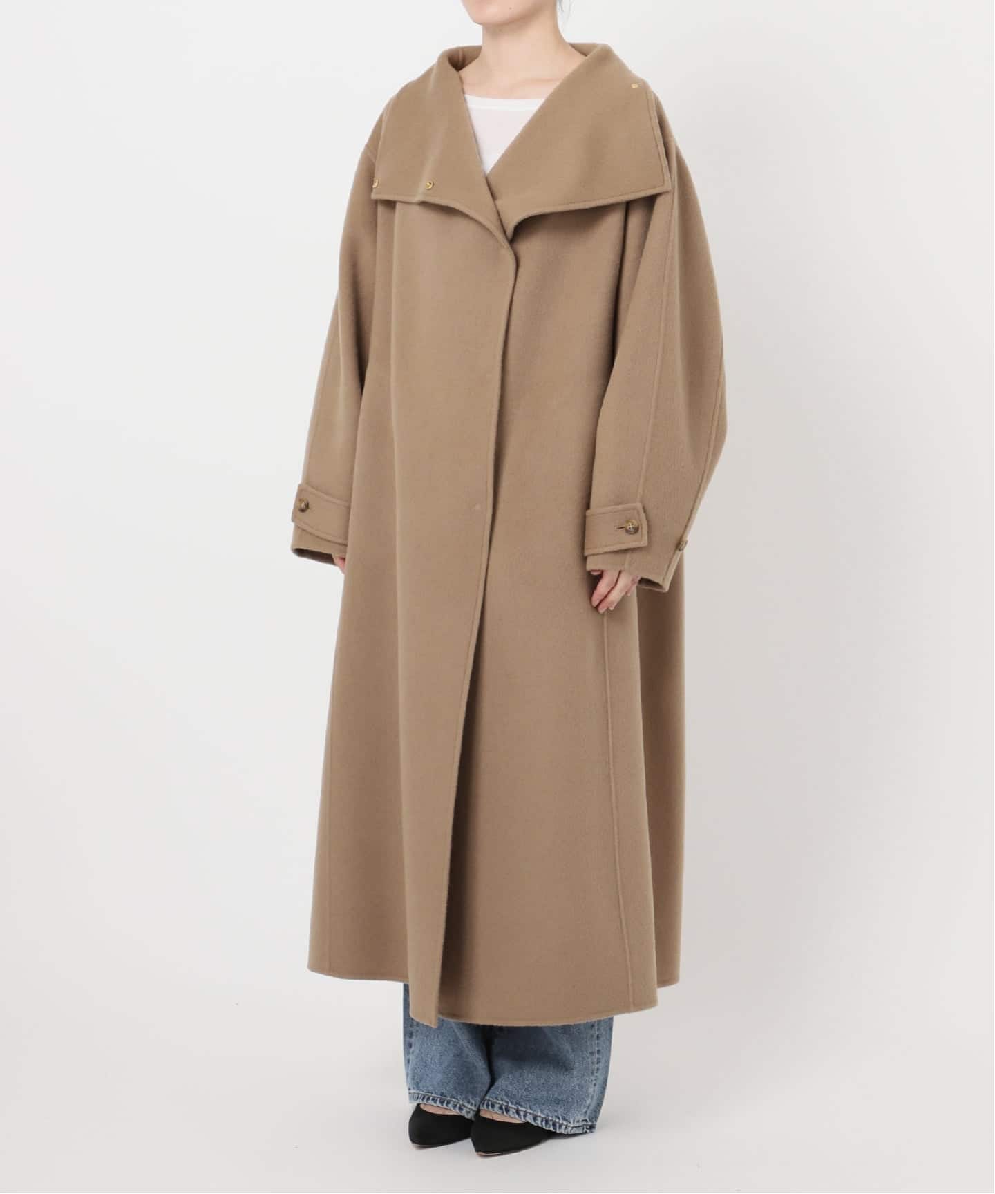 ビーバーニュアンスカラーオーバーコート（ノーカラーコート）｜Spick