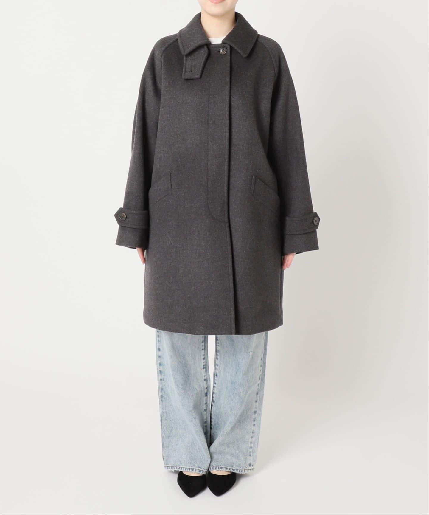 ≪WEB先行 / 追加≫ラムウールMIXシャルムバルカラーコート（ステン