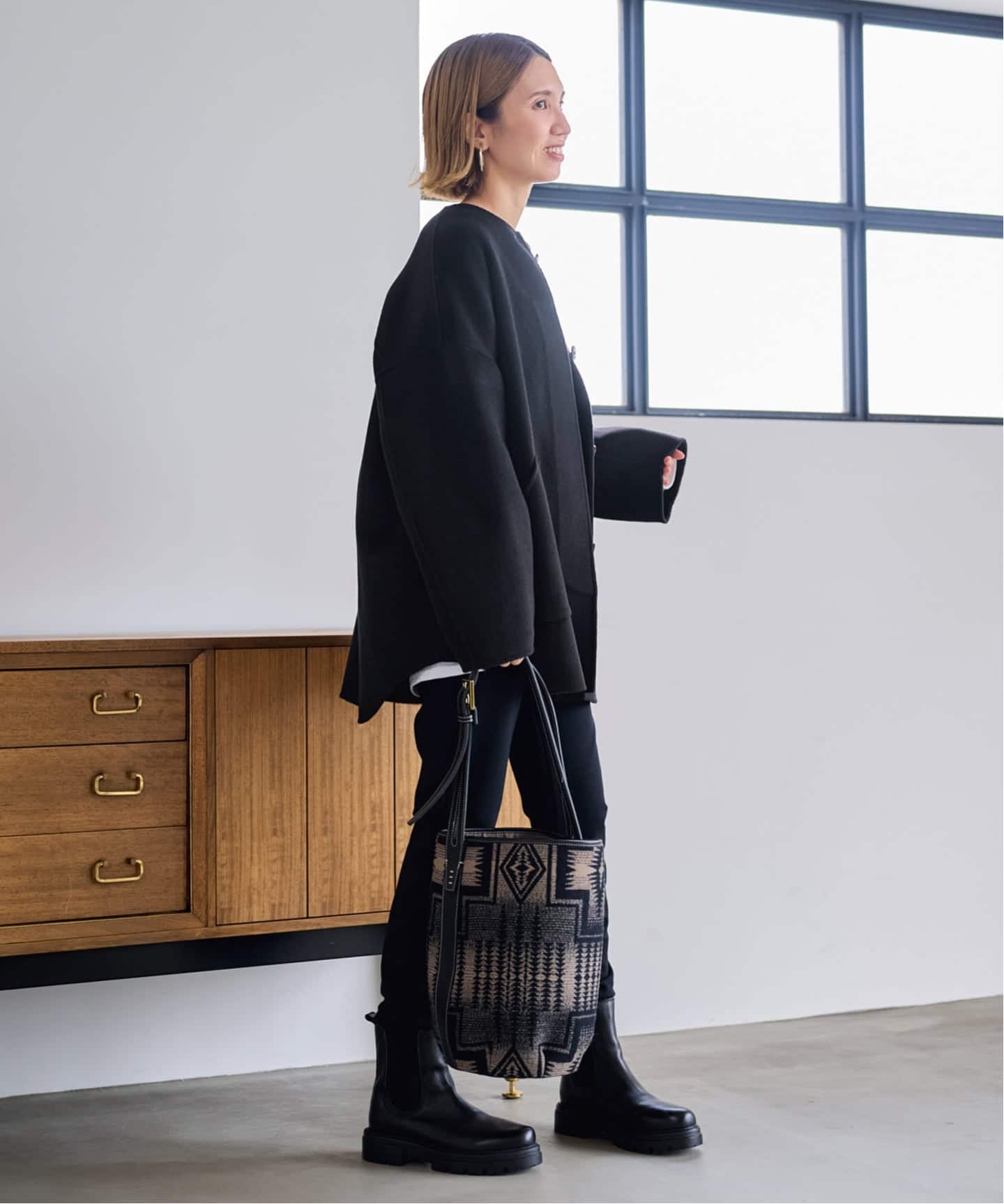 ≪WEB限定追加≫ハミルトンリバークルーネックコート（ノーカラー