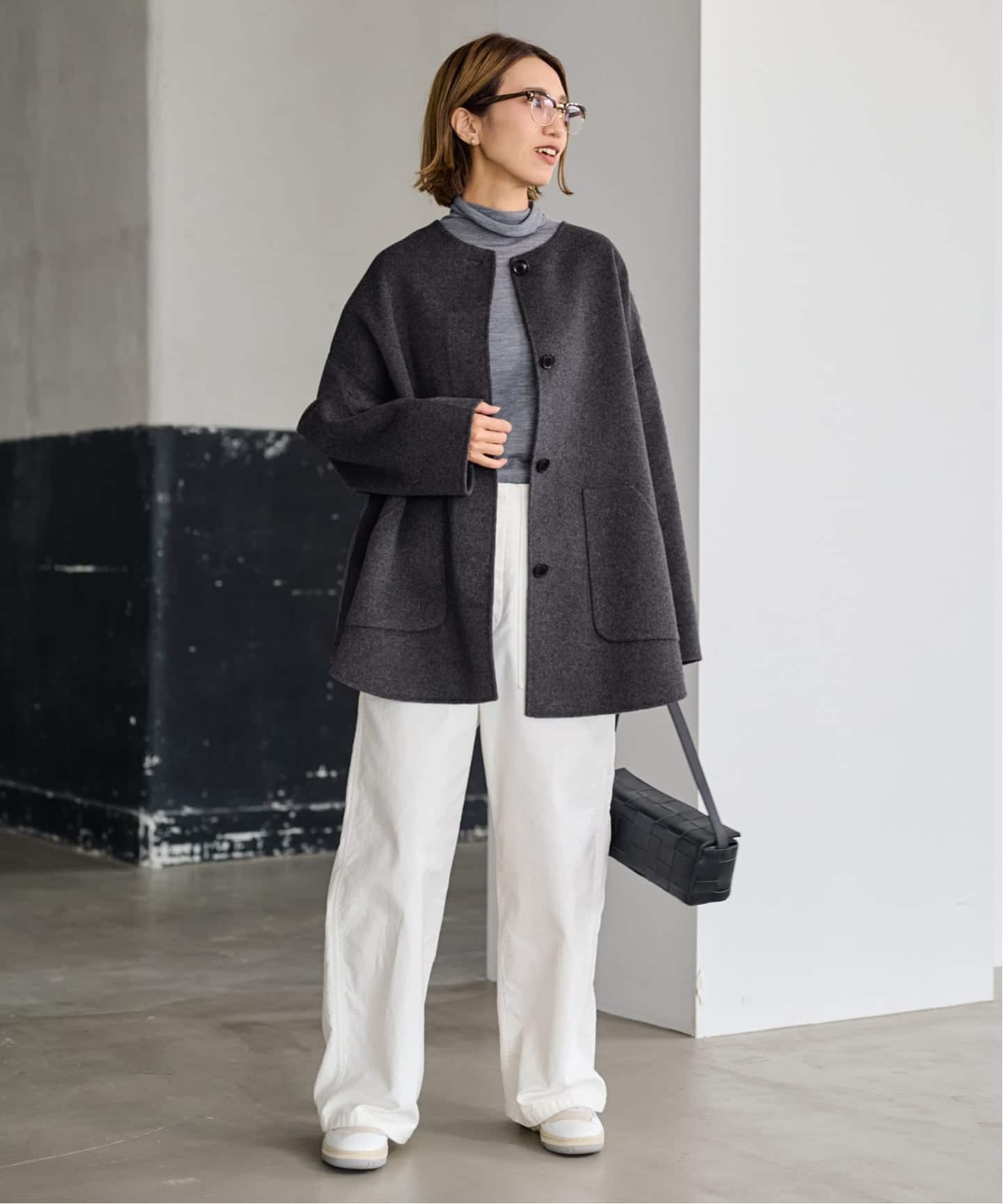 ≪WEB限定追加≫ハミルトンリバークルーネックコート（ノーカラー