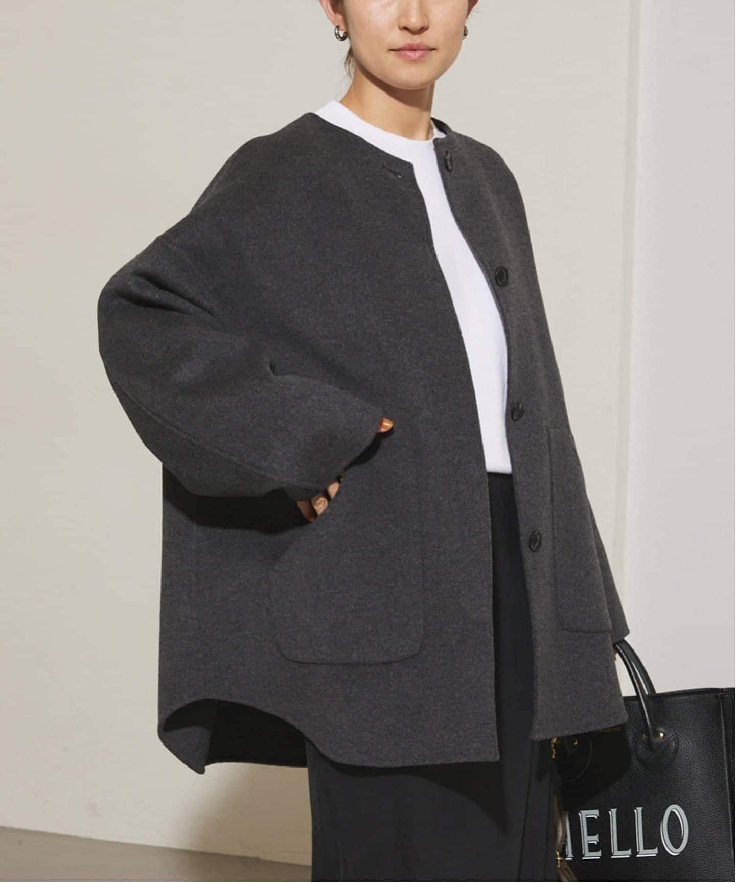 ≪WEB限定追加≫ハミルトンリバークルーネックコート（ノーカラー