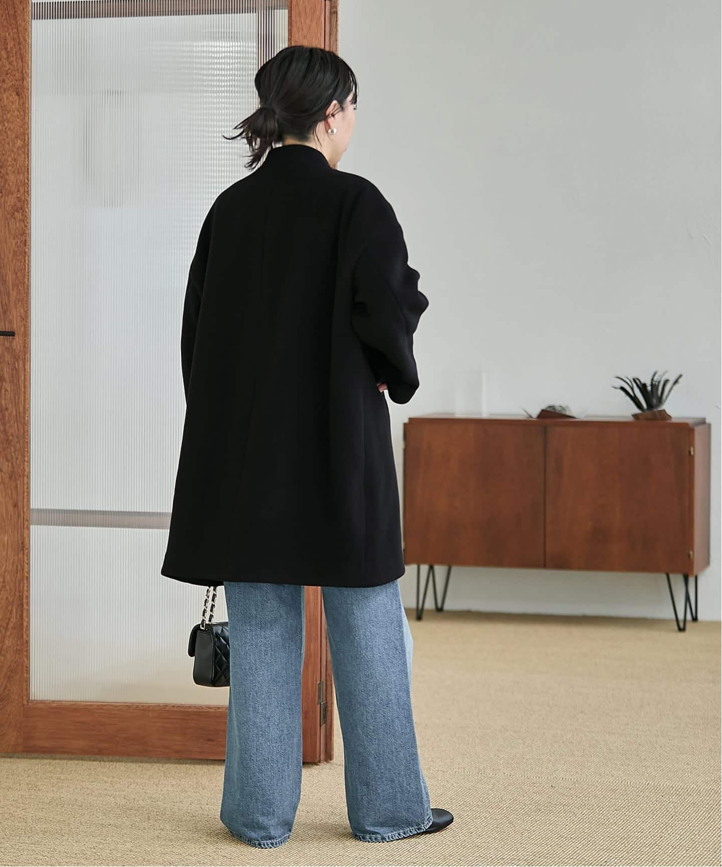 追加》SUPER140S/GIOLICA コクーンコート（ノーカラーコート