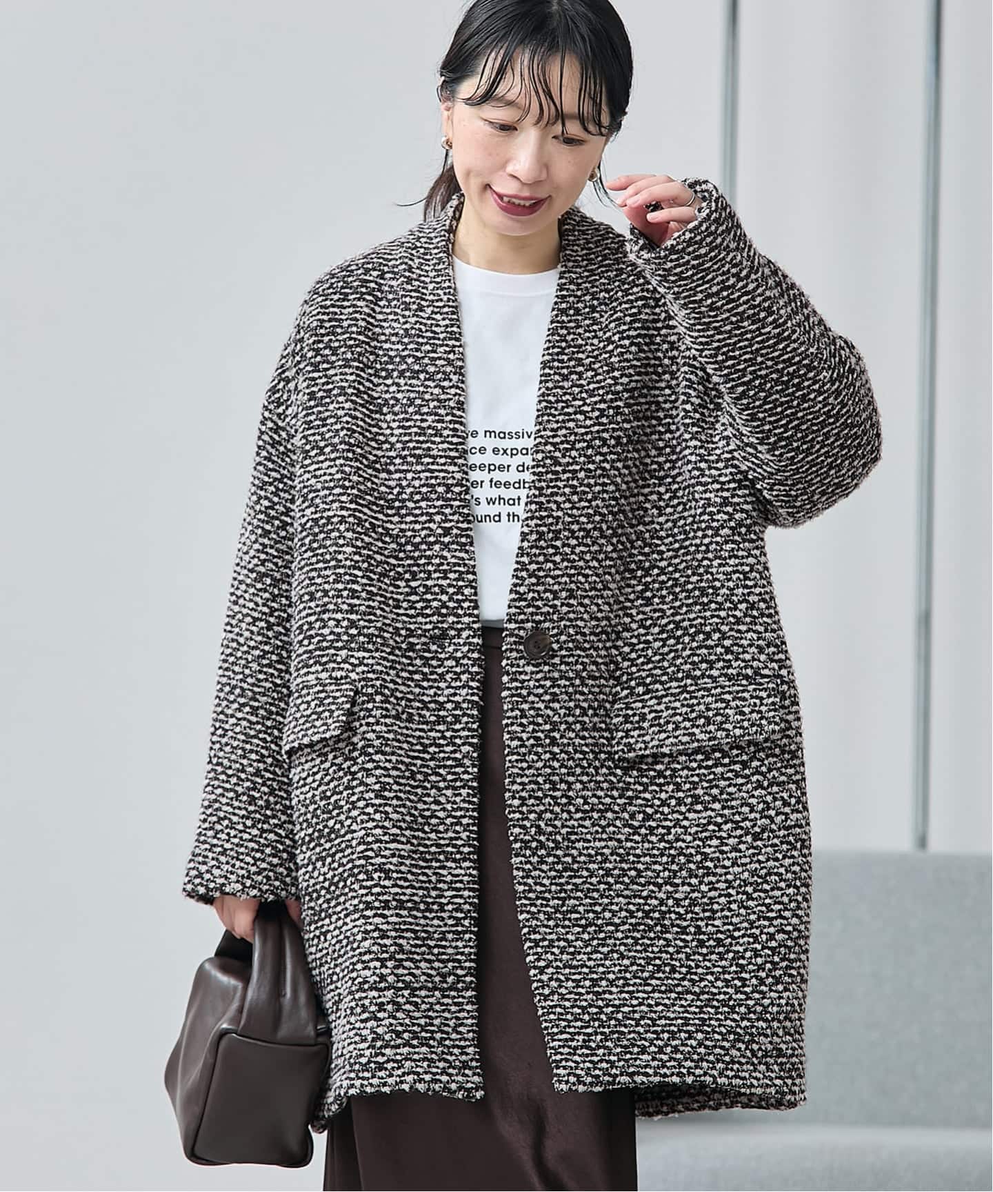 追加》SUPER140S/GIOLICA コクーンコート（ノーカラーコート