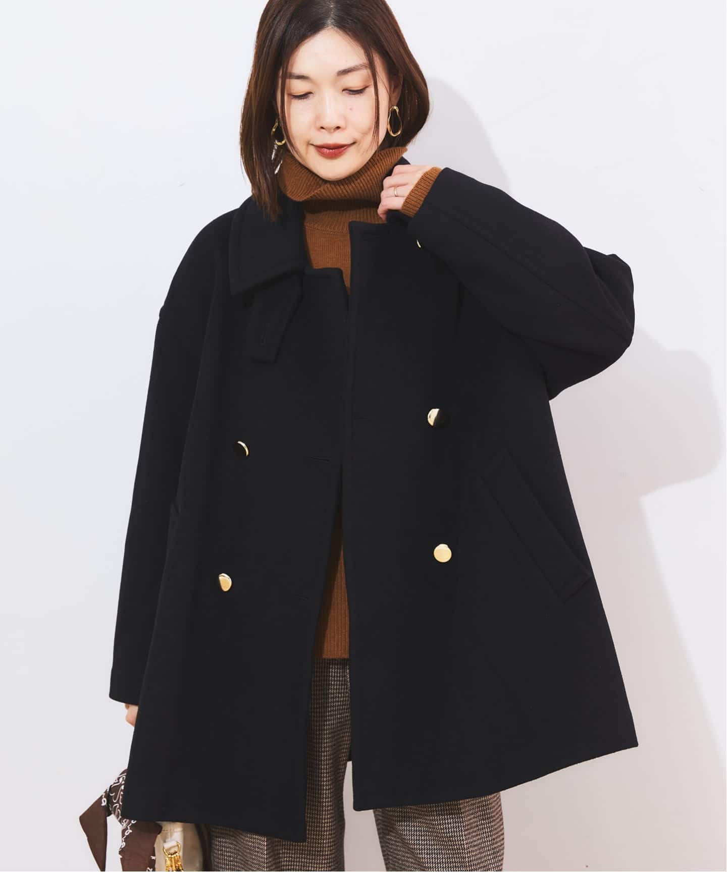 追加》SUPER120/MANTECOステンカラーショートコート（ステンカラー