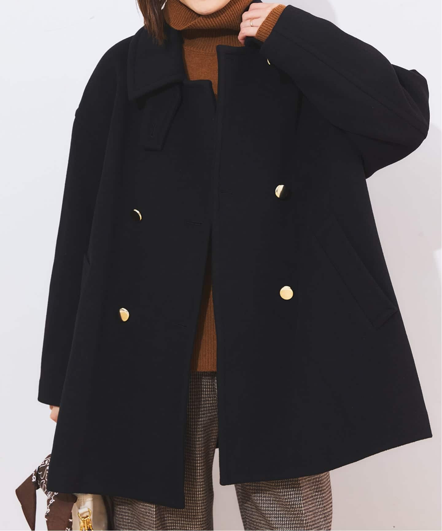 追加》SUPER120/MANTECOステンカラーショートコート（ステンカラー