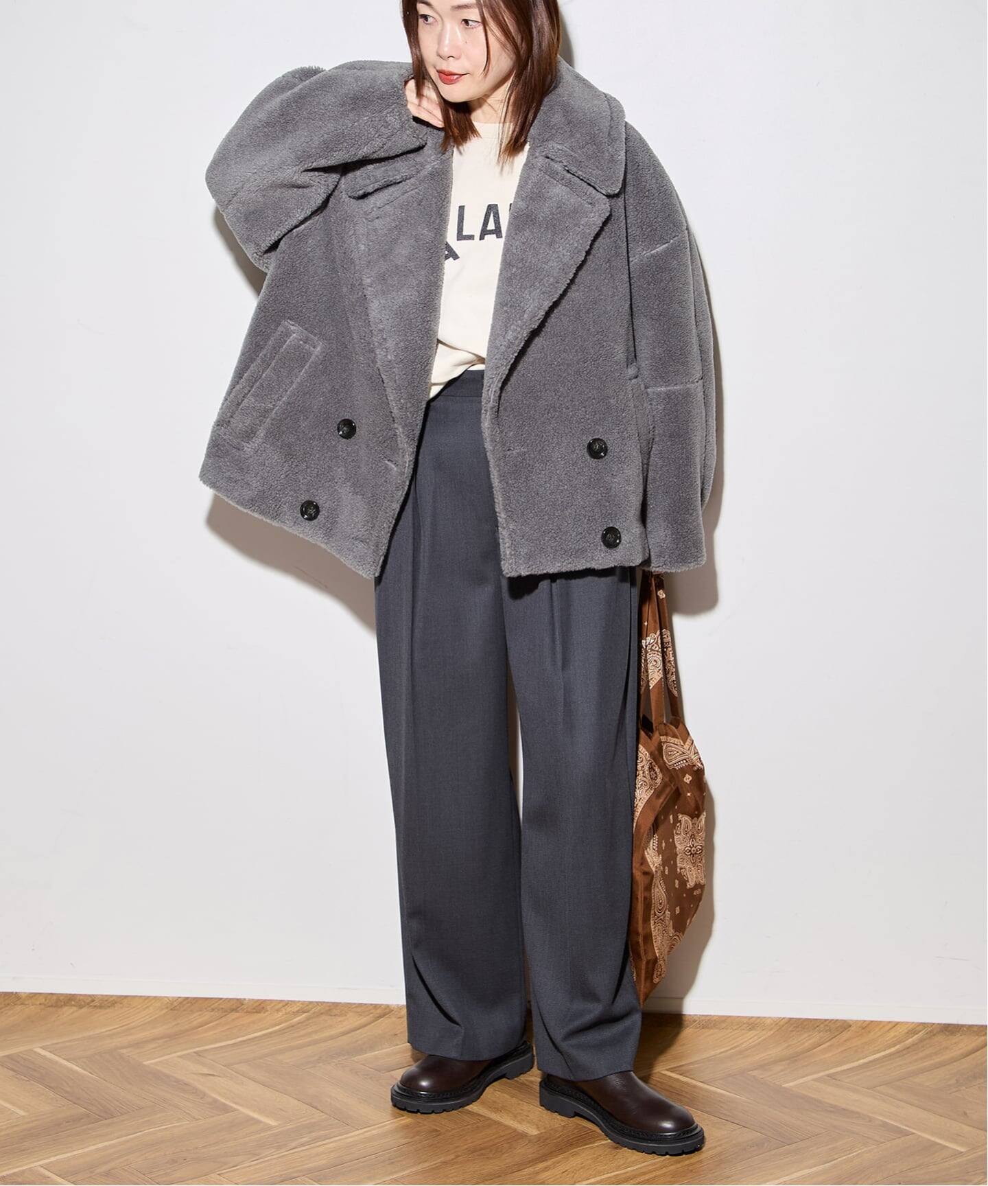 別注【STUMBLY /スタンブリー】 BIG SILHOUETTE PEA JA：コート（ボア