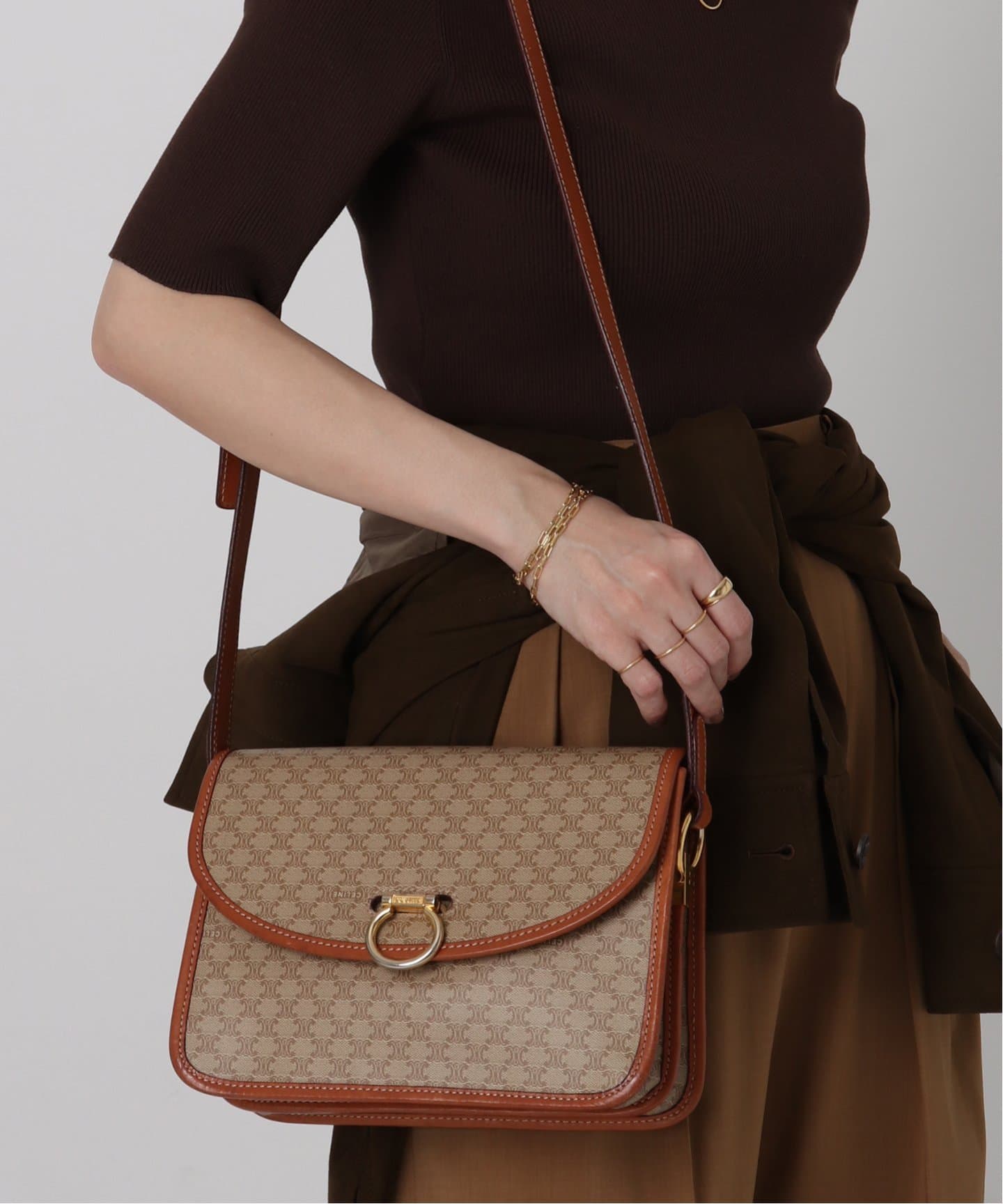 VINTAGE CELINE/セリーヌ】マカダム ショルダーバッグ（ショルダー