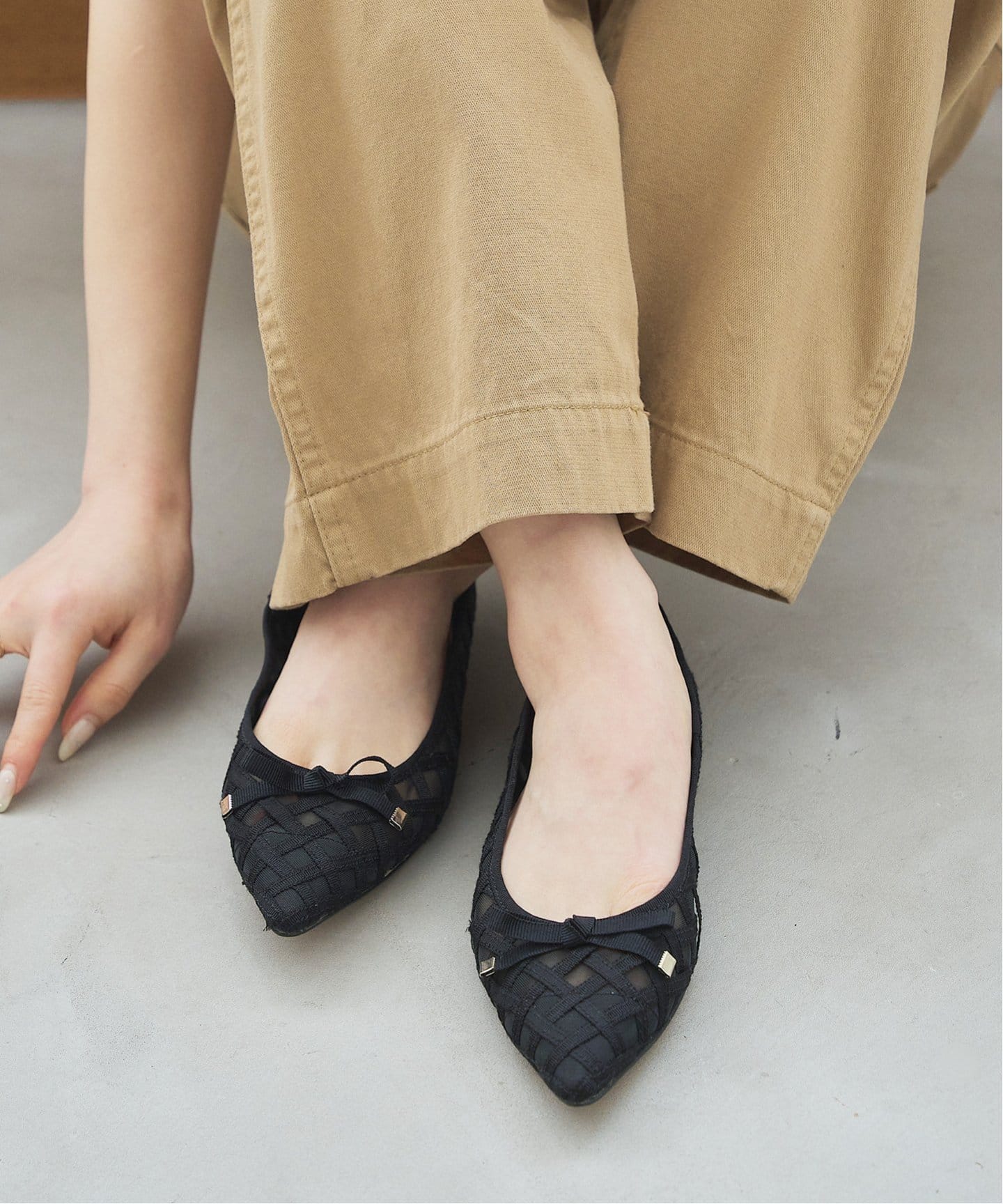 ポインテッドGINGHAMチュールバレエ（バレエシューズ）｜LE TALON（ル