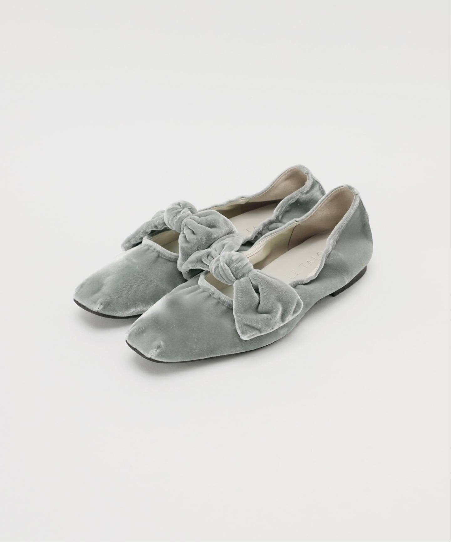 追加3》スクエアベルベットリボンフラット（フラットシューズ）｜LE