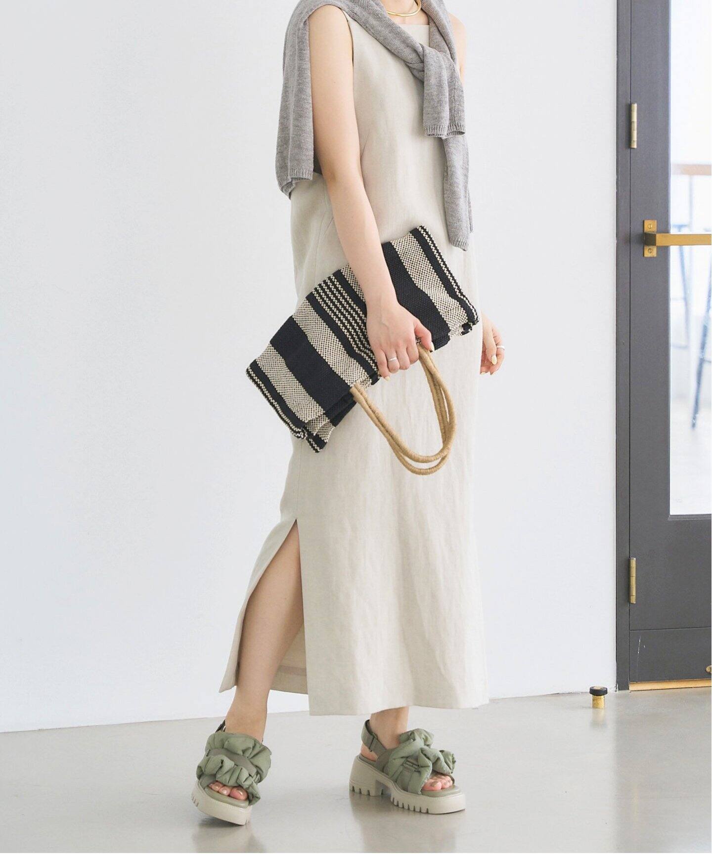 KARIN TAKUBO×LE TALONフリルクロススリングバックサンダル（サンダル