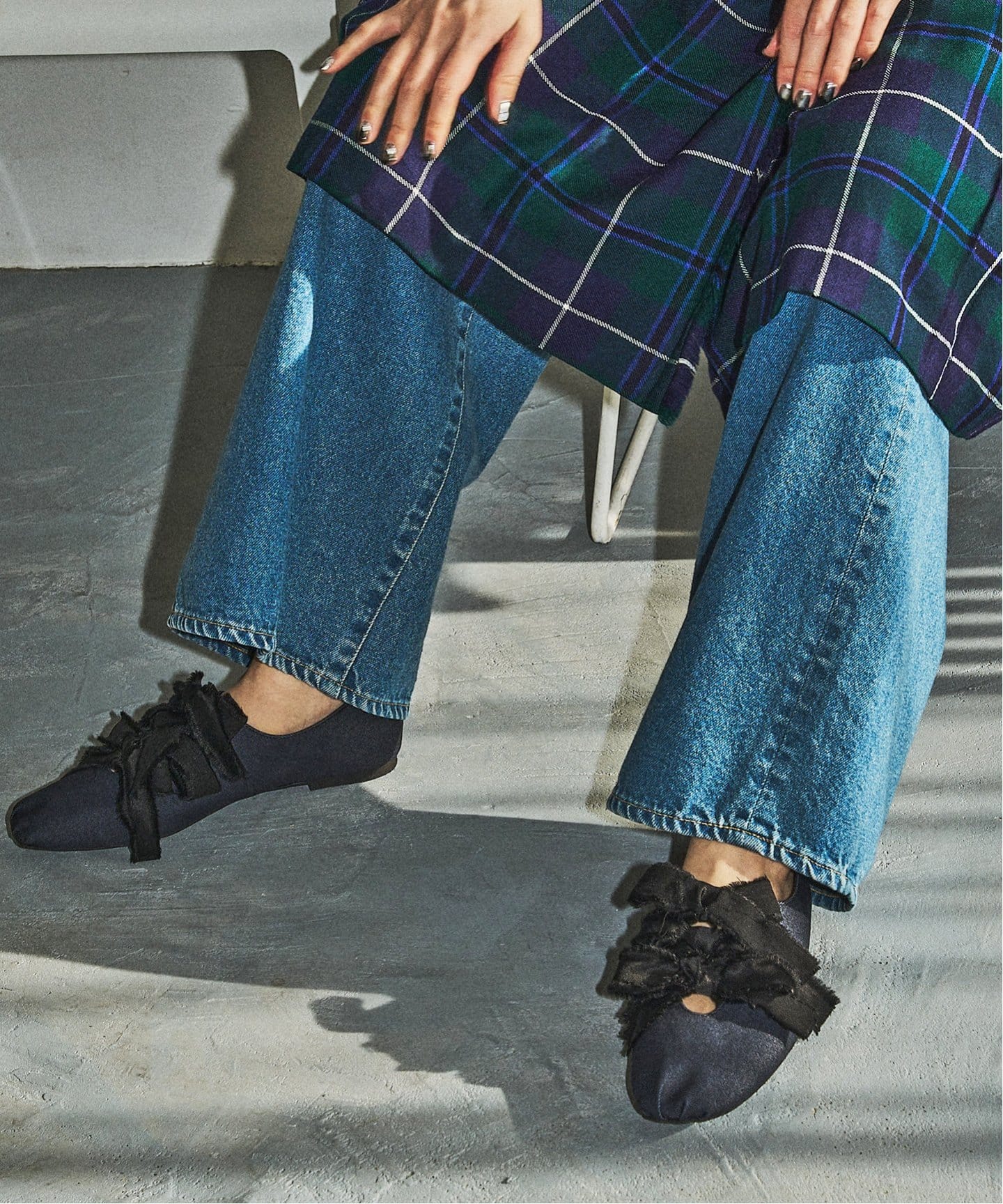 追加》GRISEサテンリボンバレリーナ（フラットシューズ）｜LE TALON