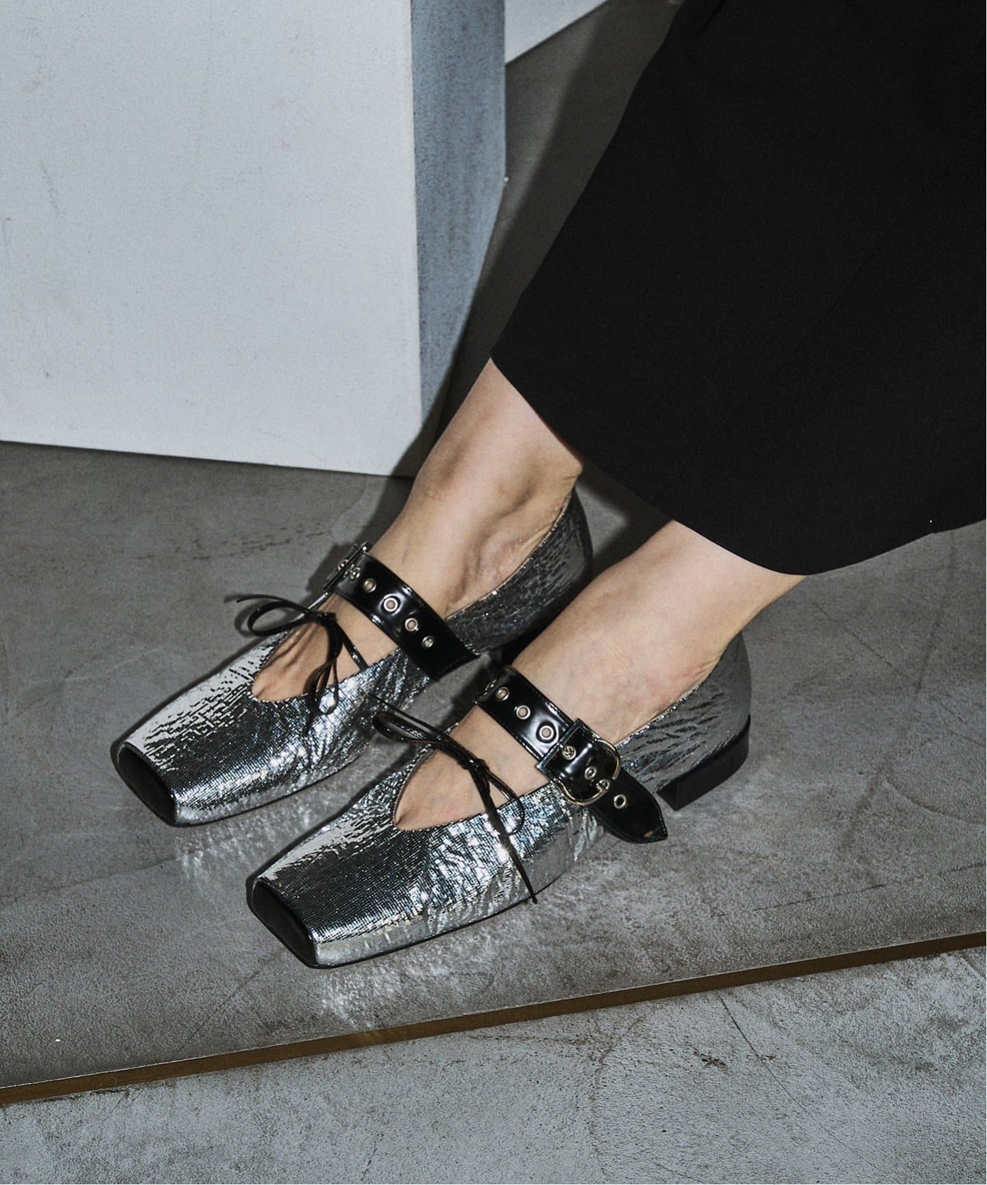 GRISEボックススクエアダブルメリージェーン（フラットシューズ）｜LE