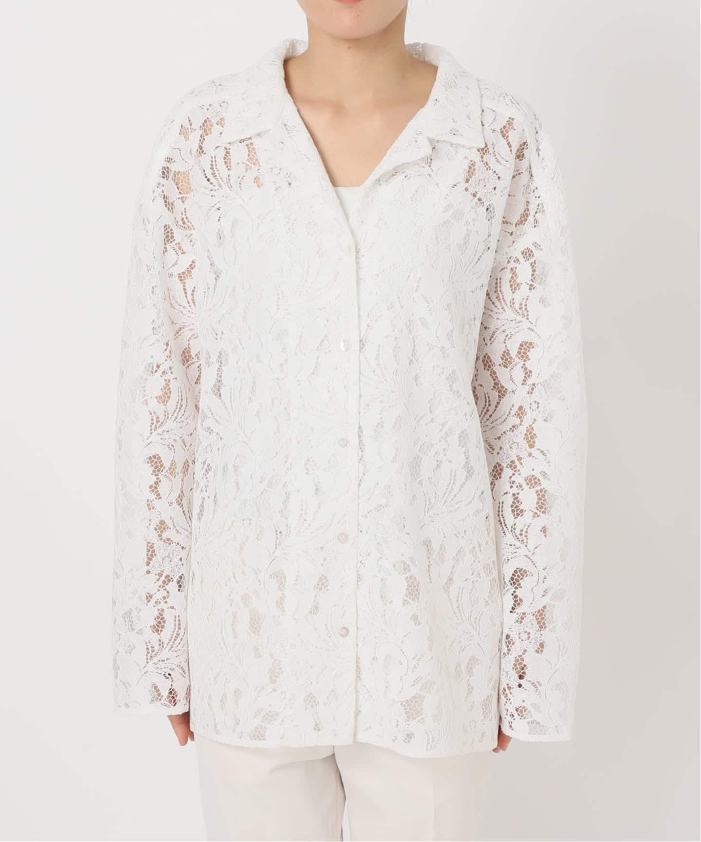 追加予約》ボタニカルレースオープンカラーシャツ（シャツ／ブラウス