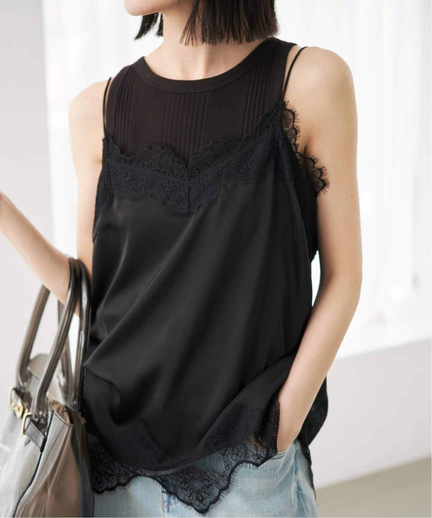 追加2予約》サテンレースキャミソール（キャミソール）｜SLOBE IENA