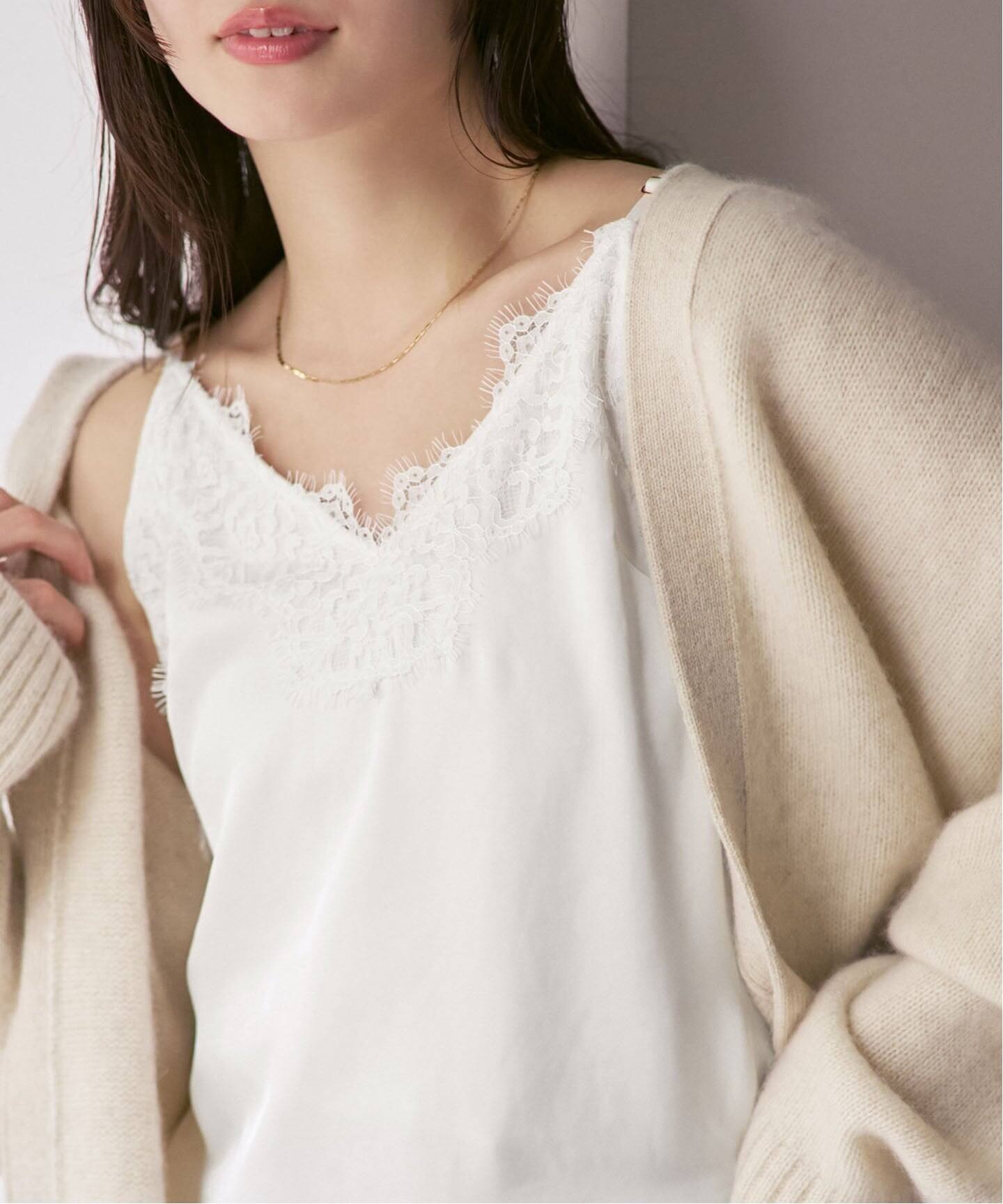 追加予約》リバーレーストリミングサテンキャミソール3（キャミソール