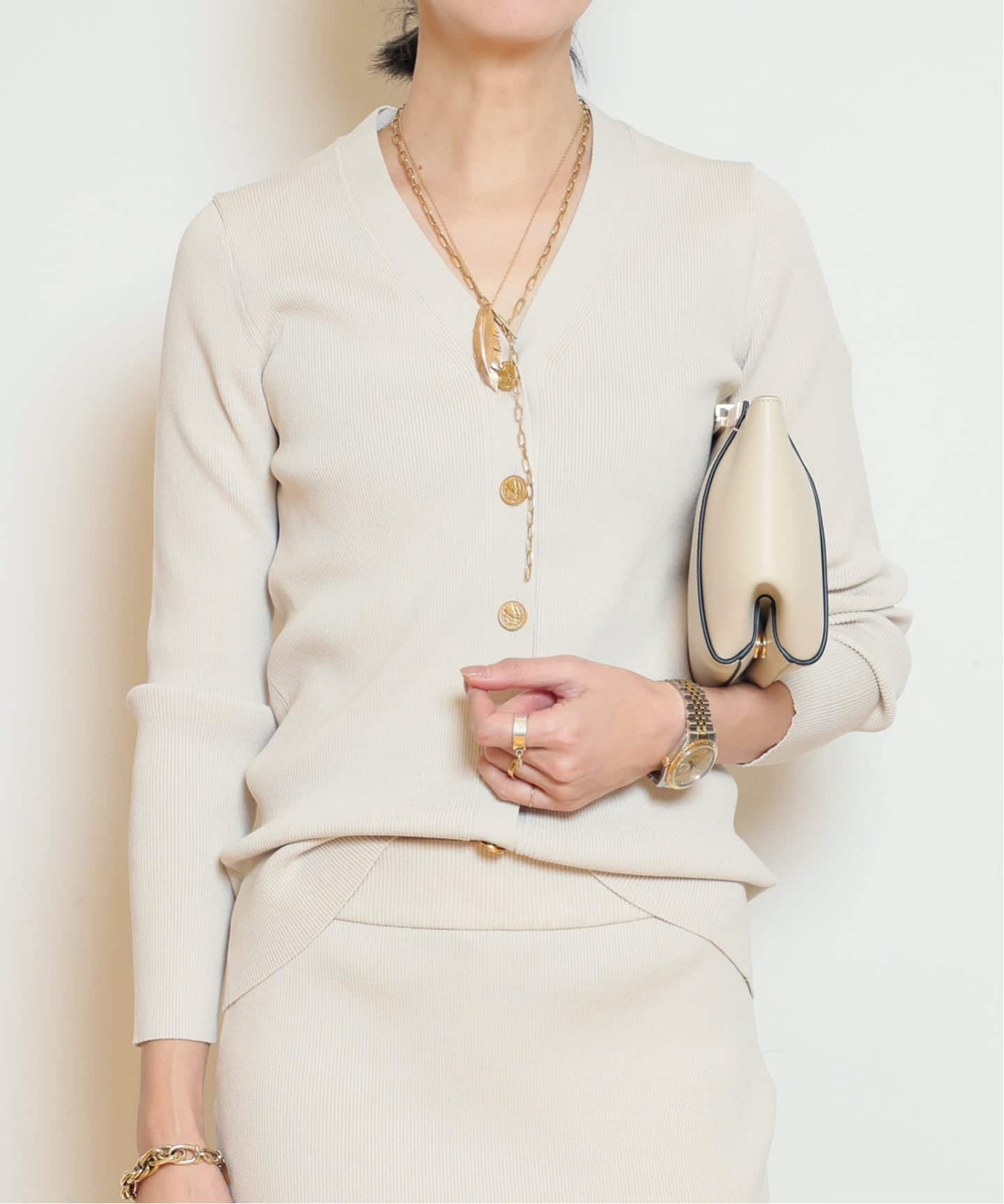 DINER B RIB Vネック カーディガン（カーディガン）｜MUSE de Deuxieme