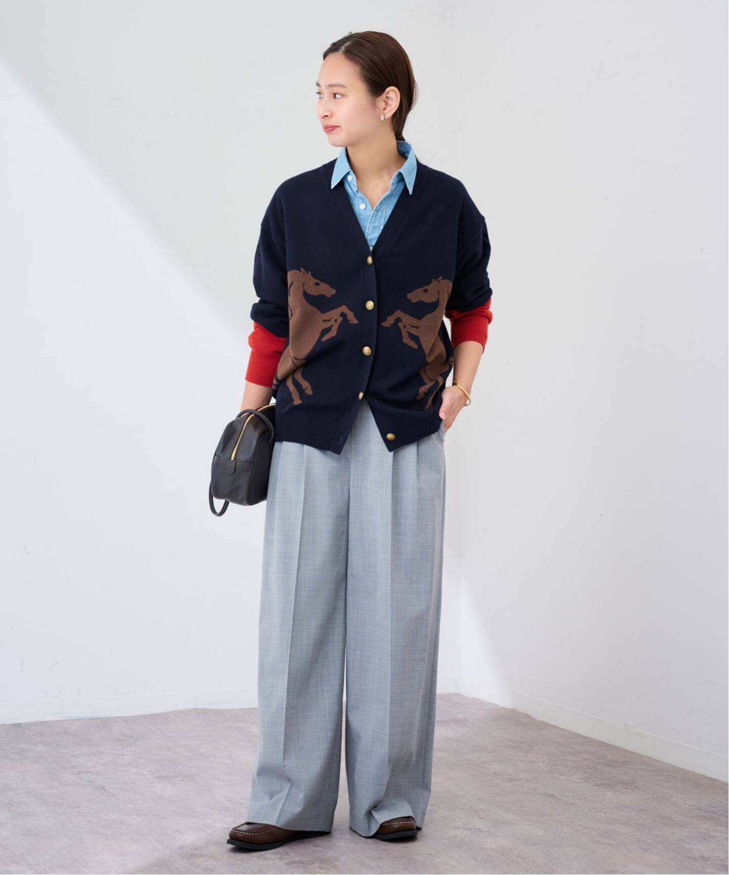 Horseインターシャ カーディガン（カーディガン）｜FRAMeWORK