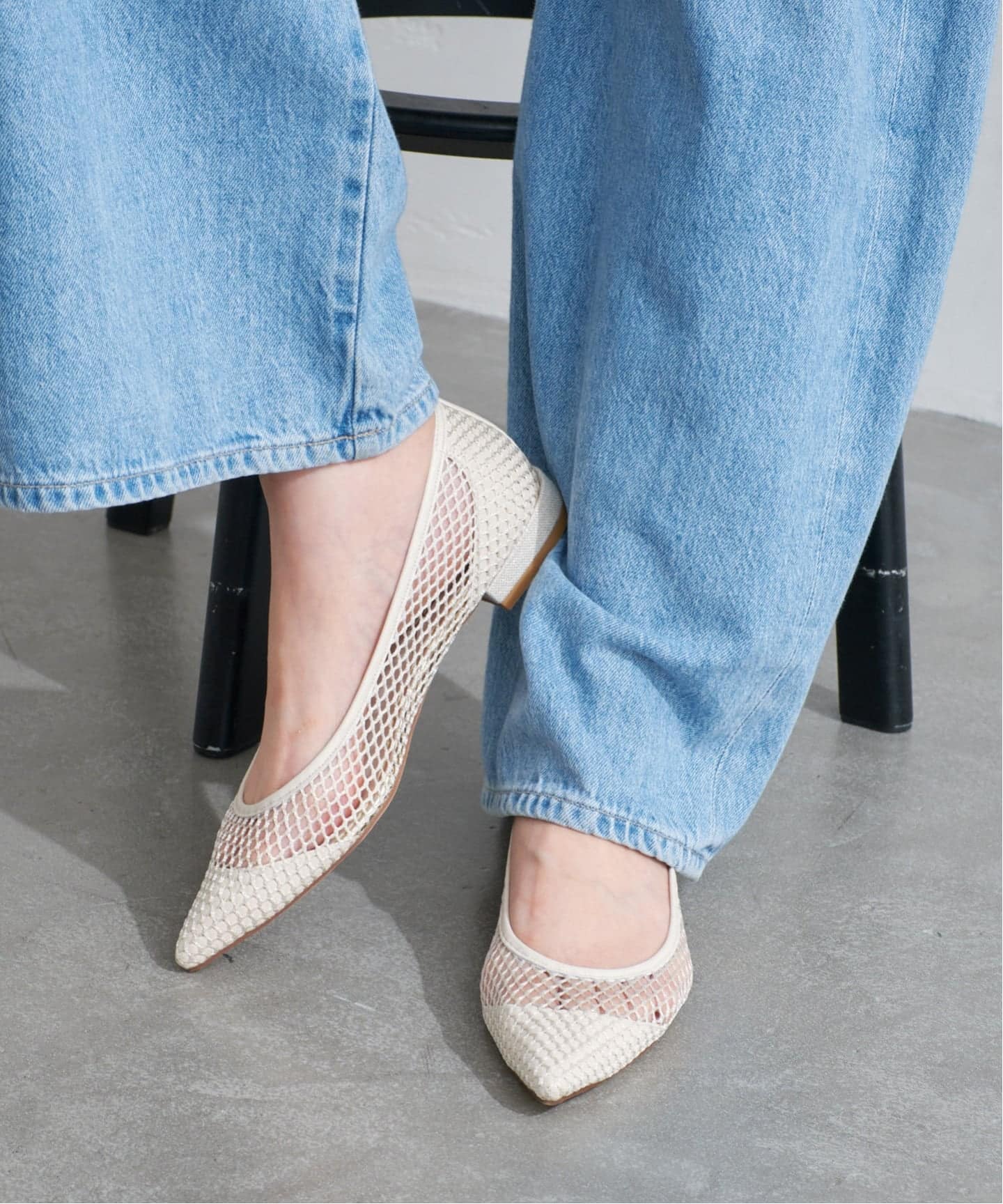 追加予約3》ポインテッドネットフラット（フラットシューズ）｜LE