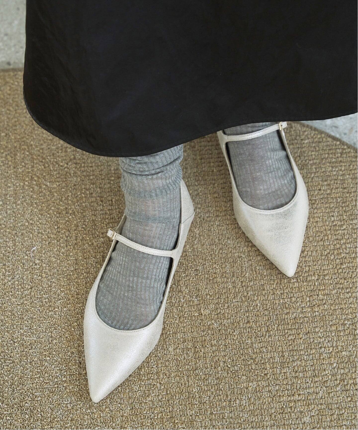 追加》ポインテッドワンストラップフラット（フラットシューズ）｜LE