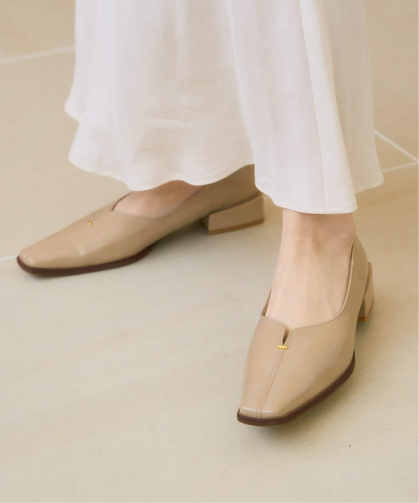 追加》2.5cmスクエアスリットソフトフラット（フラットシューズ）｜LE