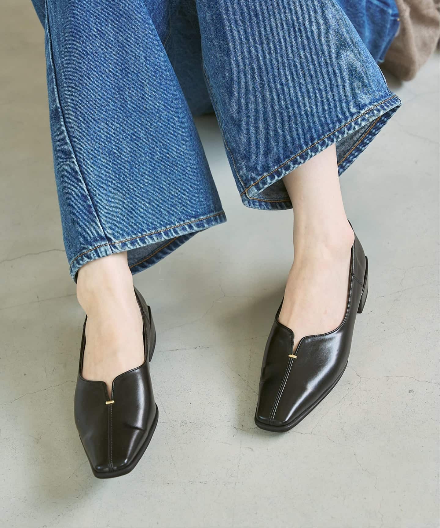 追加》2.5cmスクエアスリットソフトフラット（フラットシューズ）｜LE