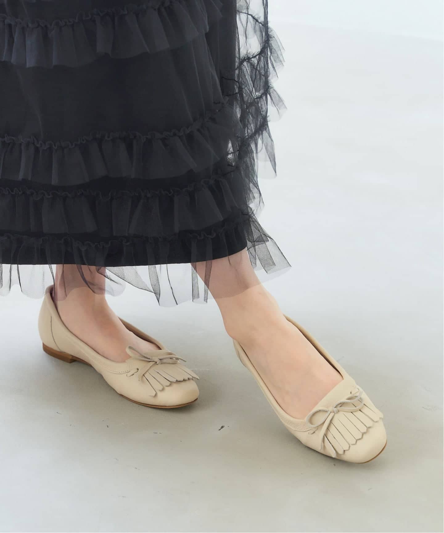 追加予約》レザーキルトタッセルフラット（フラットシューズ）｜LE