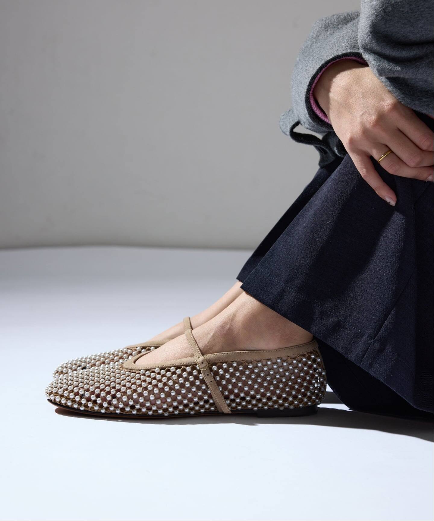 GRISEパールネットメリージェーン（フラットシューズ）｜GRISE