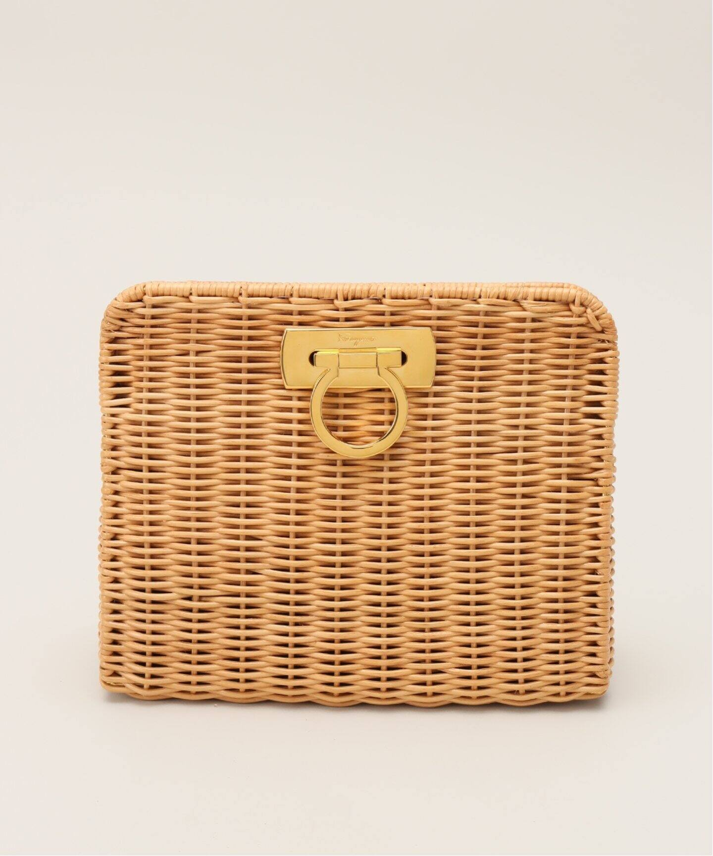 VINTAGE FERRAGAMO/フェラガモ】 Gancini ラタンショルダーバッグ