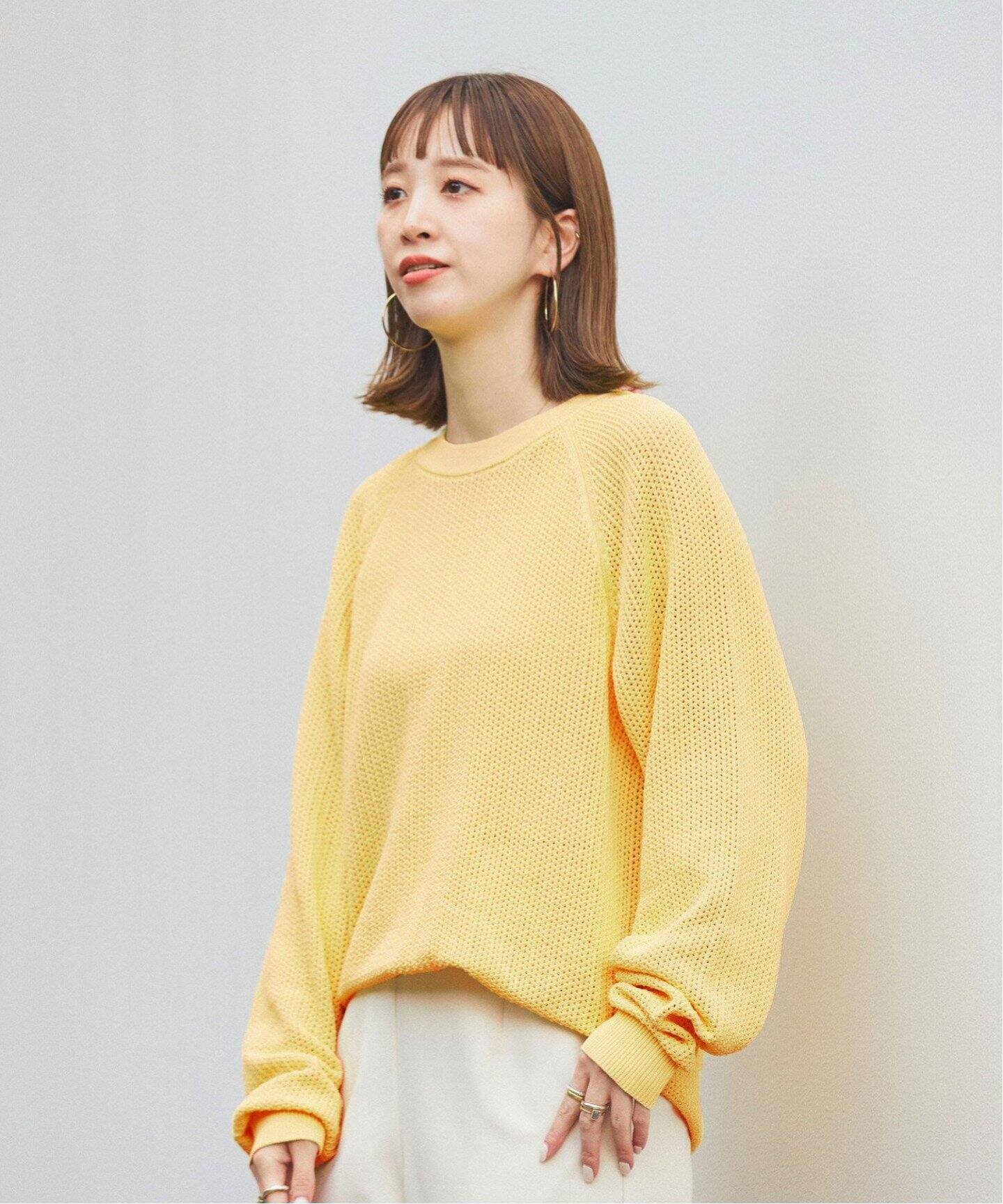 洗えるニット】COTTON LIKE 透かし編み メッシュプルオーバーニット