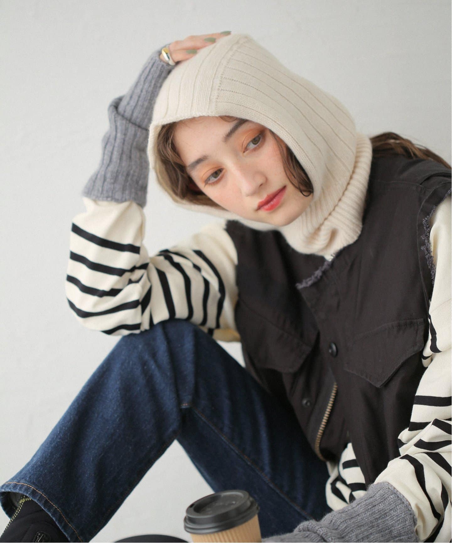 WILLIAM BRUNTON/ウィリアム ブラントン】CASHMERE リブバラクラバ